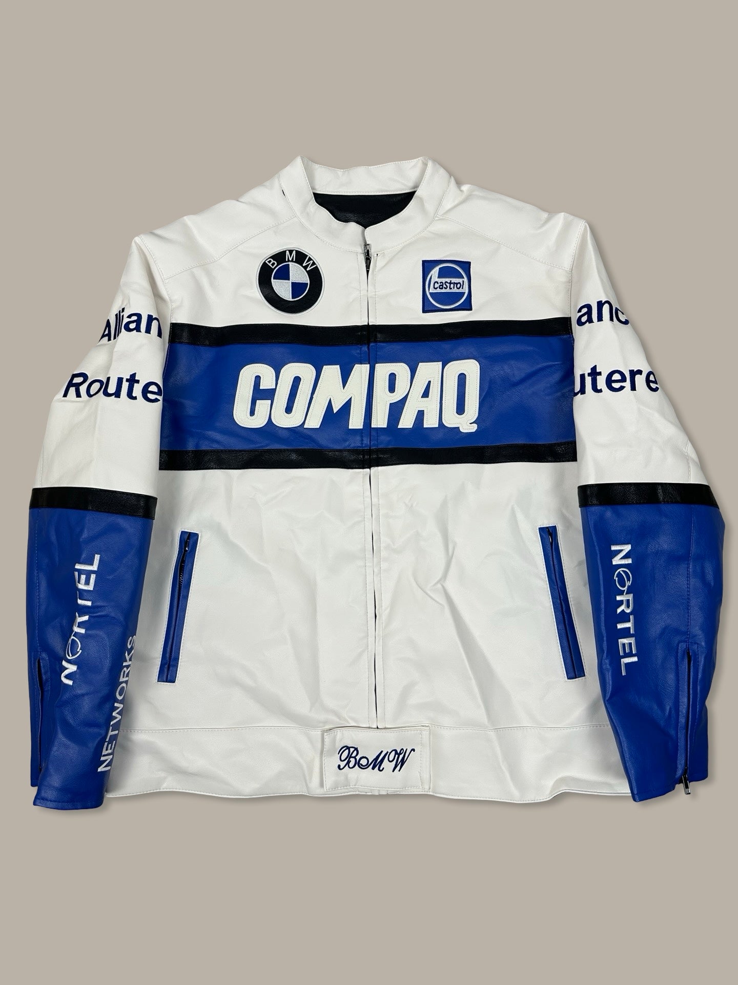 BMW Leather Patch Racing Jacket Bianco M