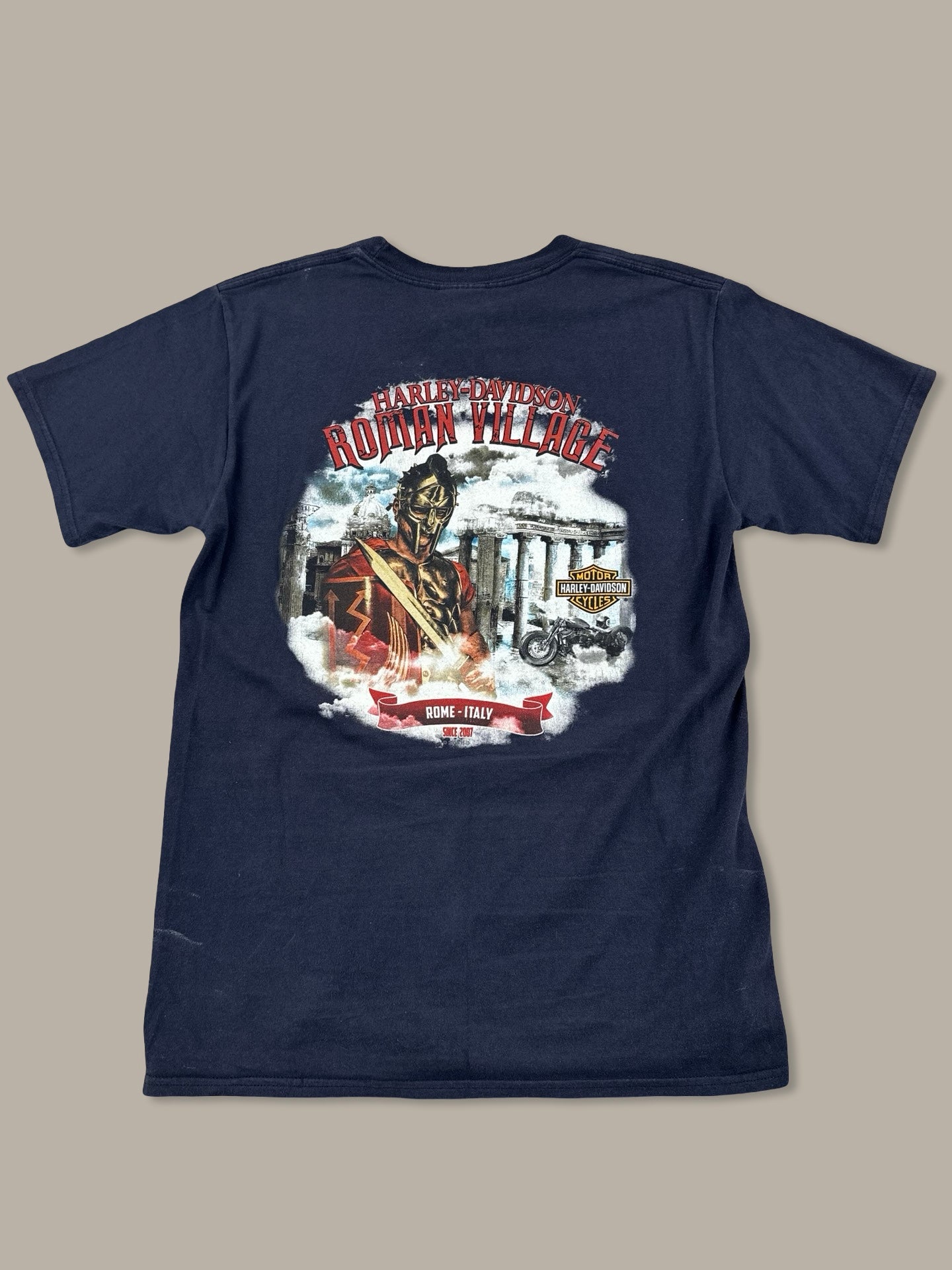 Harley Davidson Vintage Rome Graphic Tee Blue Navy M