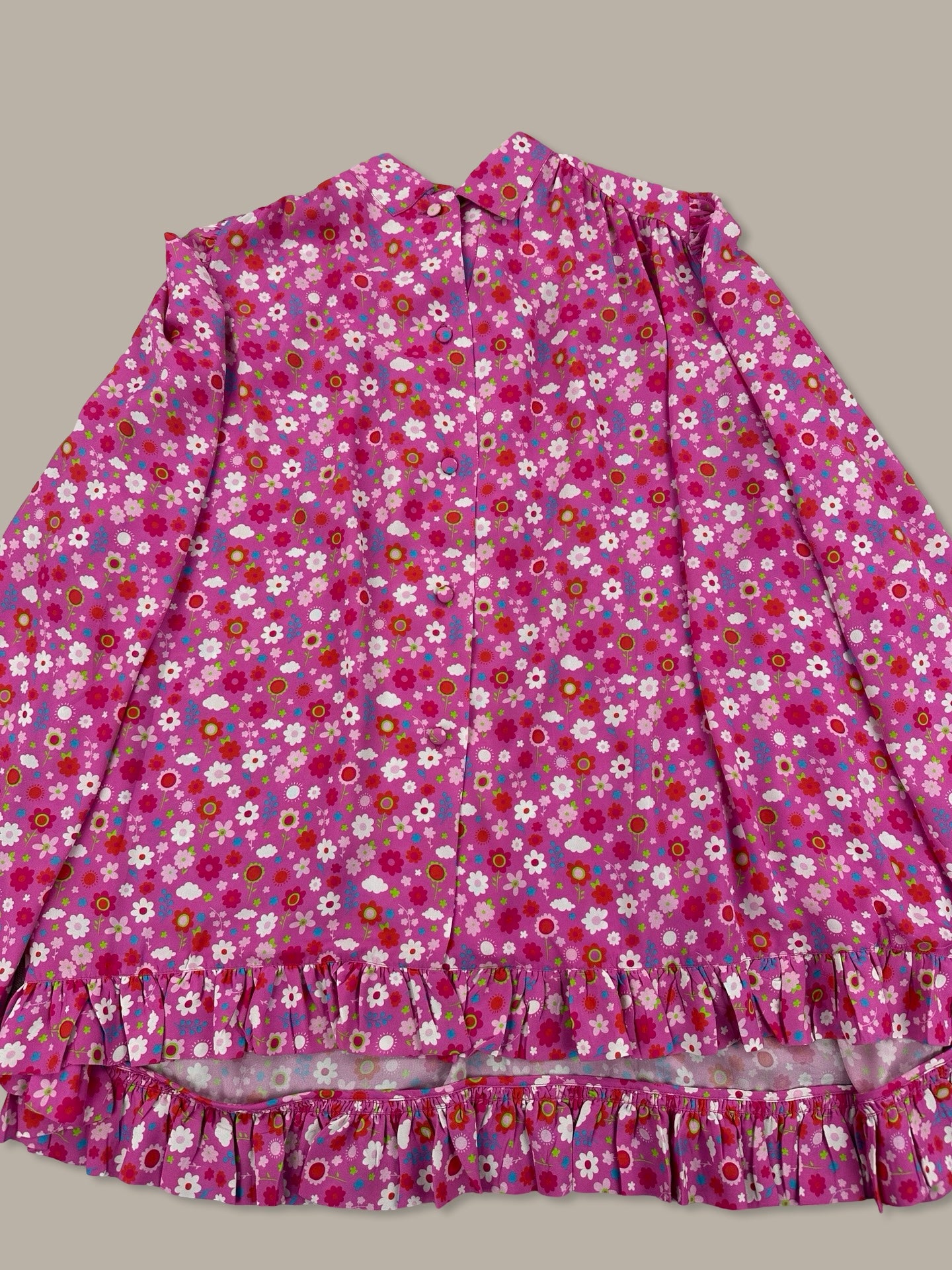 Balenciaga Top Floral Print con Fiocco FW 21 Rosa XS