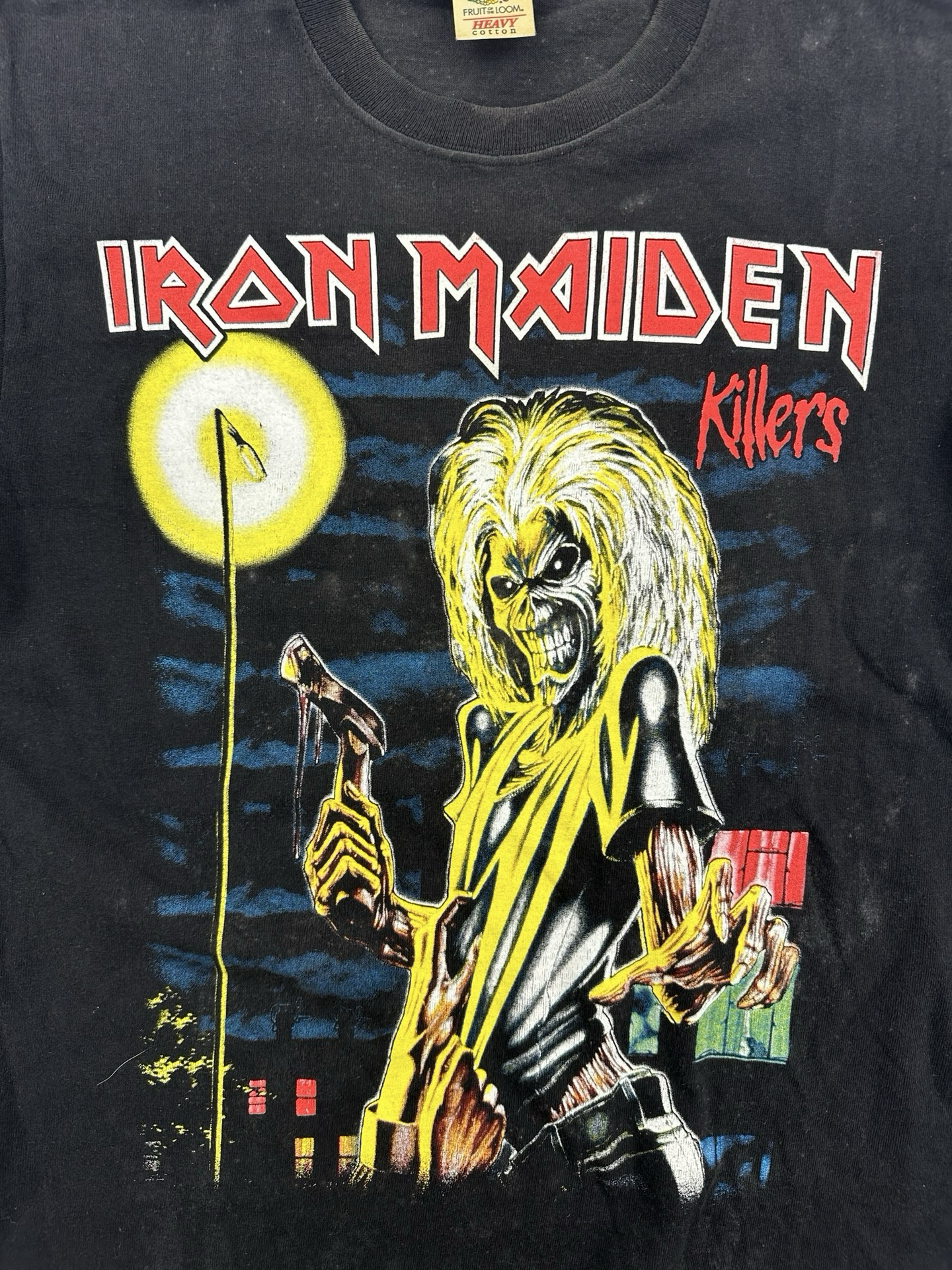 Iron Maiden Vintage Faded Skull Graphic Tee Black S