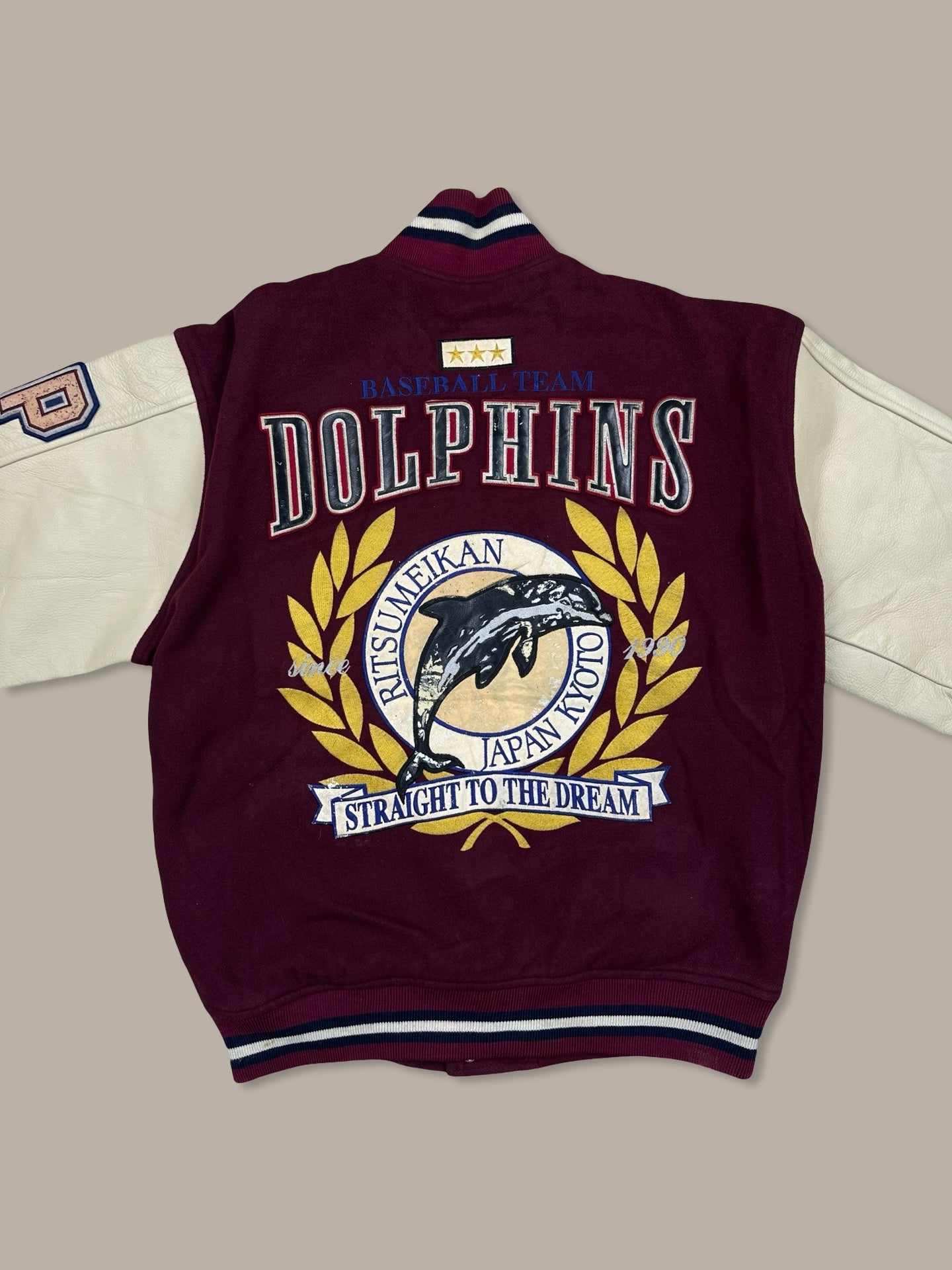 Dolphins Basket Japan Varsity Jacket Vintage Bordeaux L