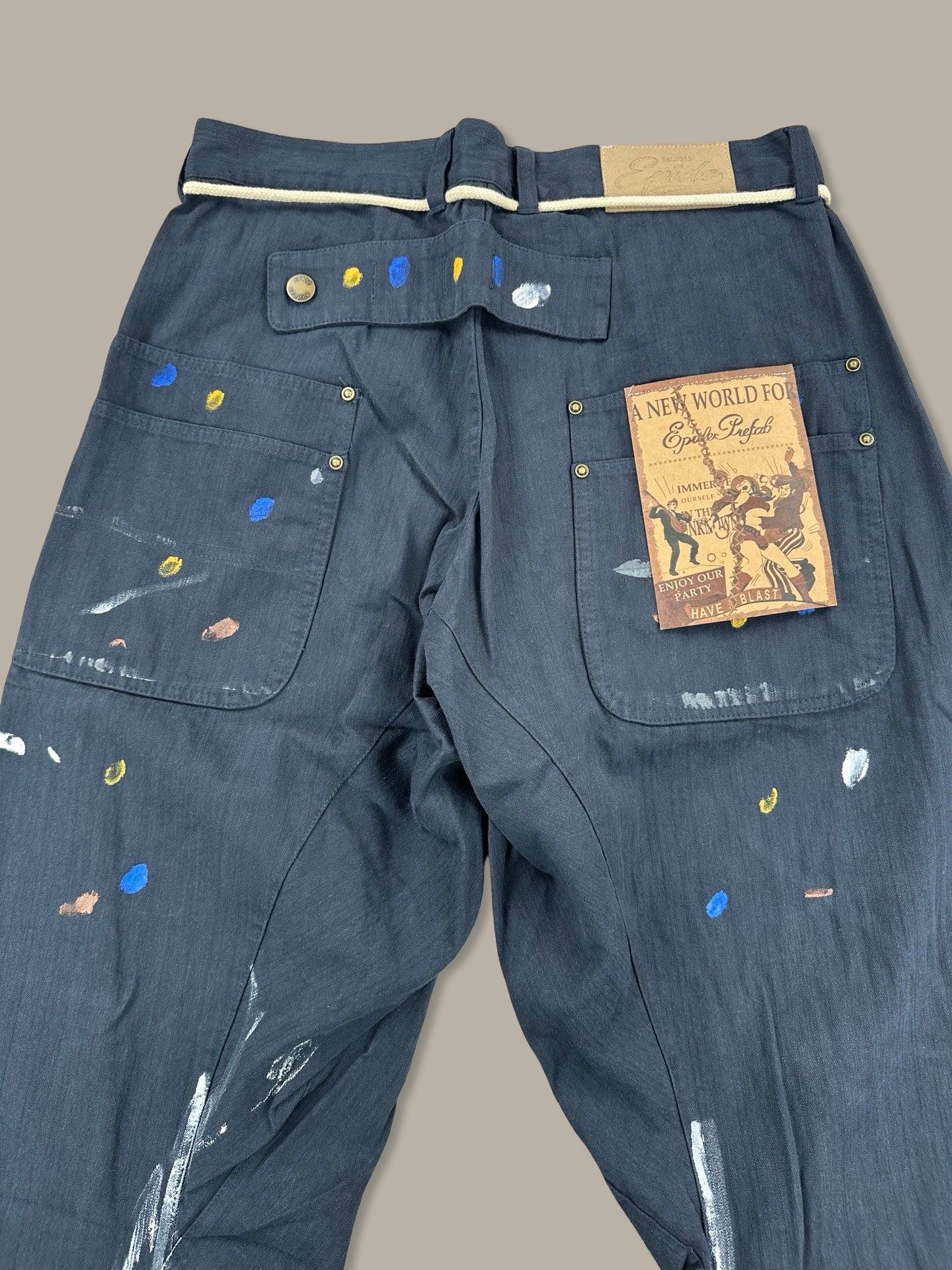 Epide Prefab Pantaloni Paint Splatter Blue S