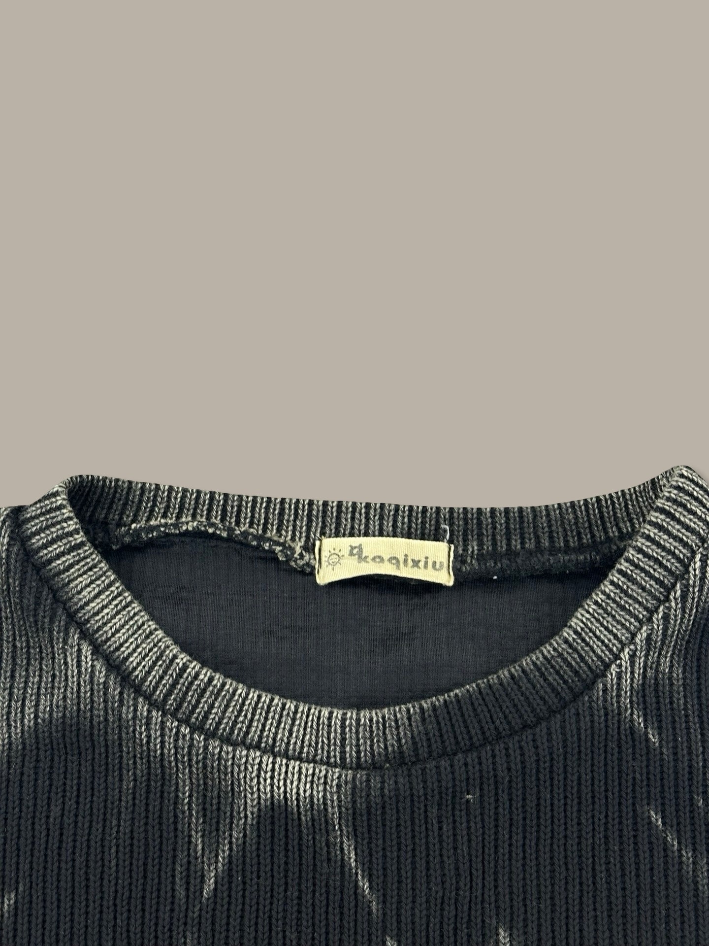 Distressed Washed Jumper con Patch Nero M