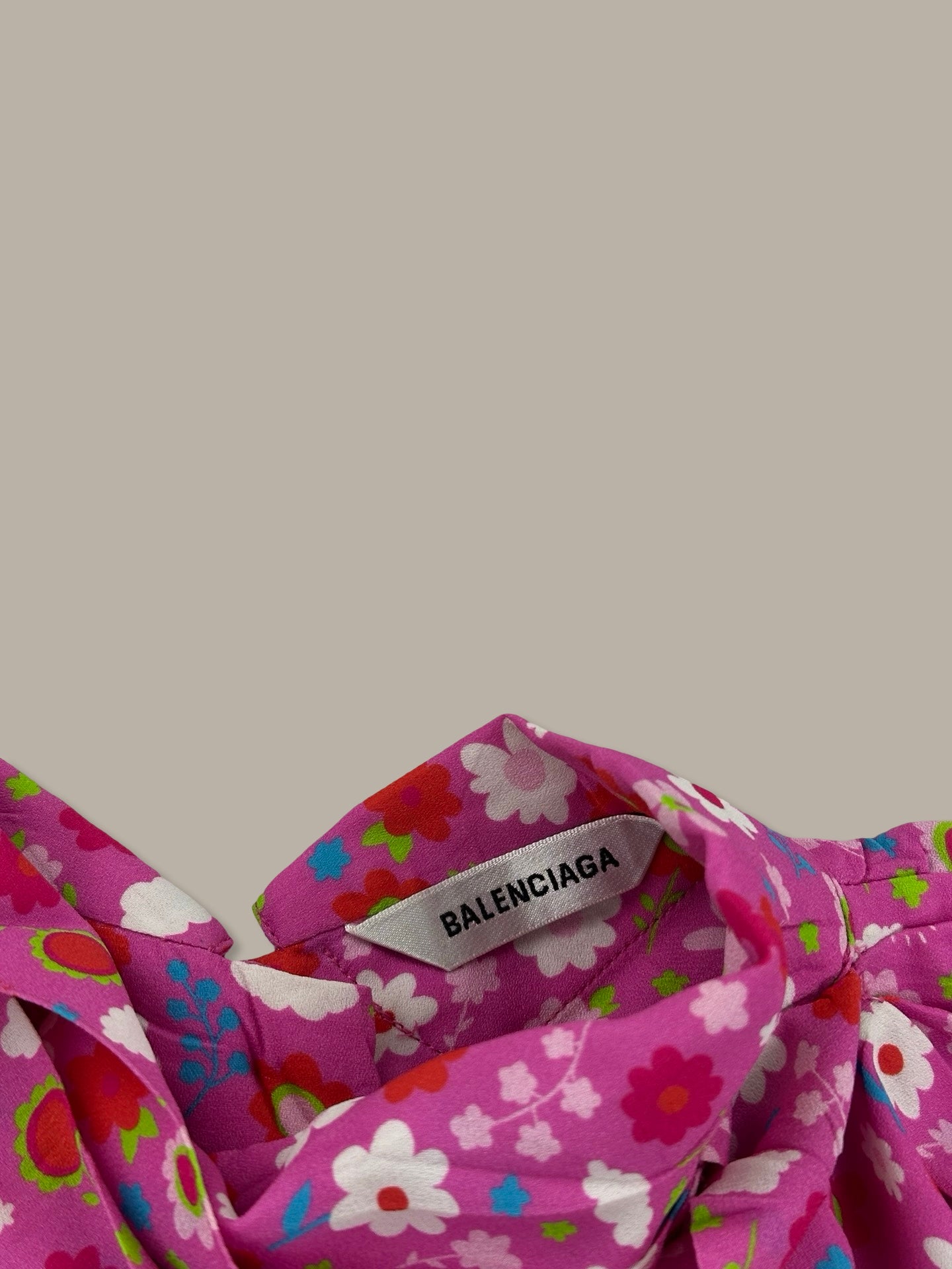 Balenciaga Top Floral Print con Fiocco FW 21 Rosa XS