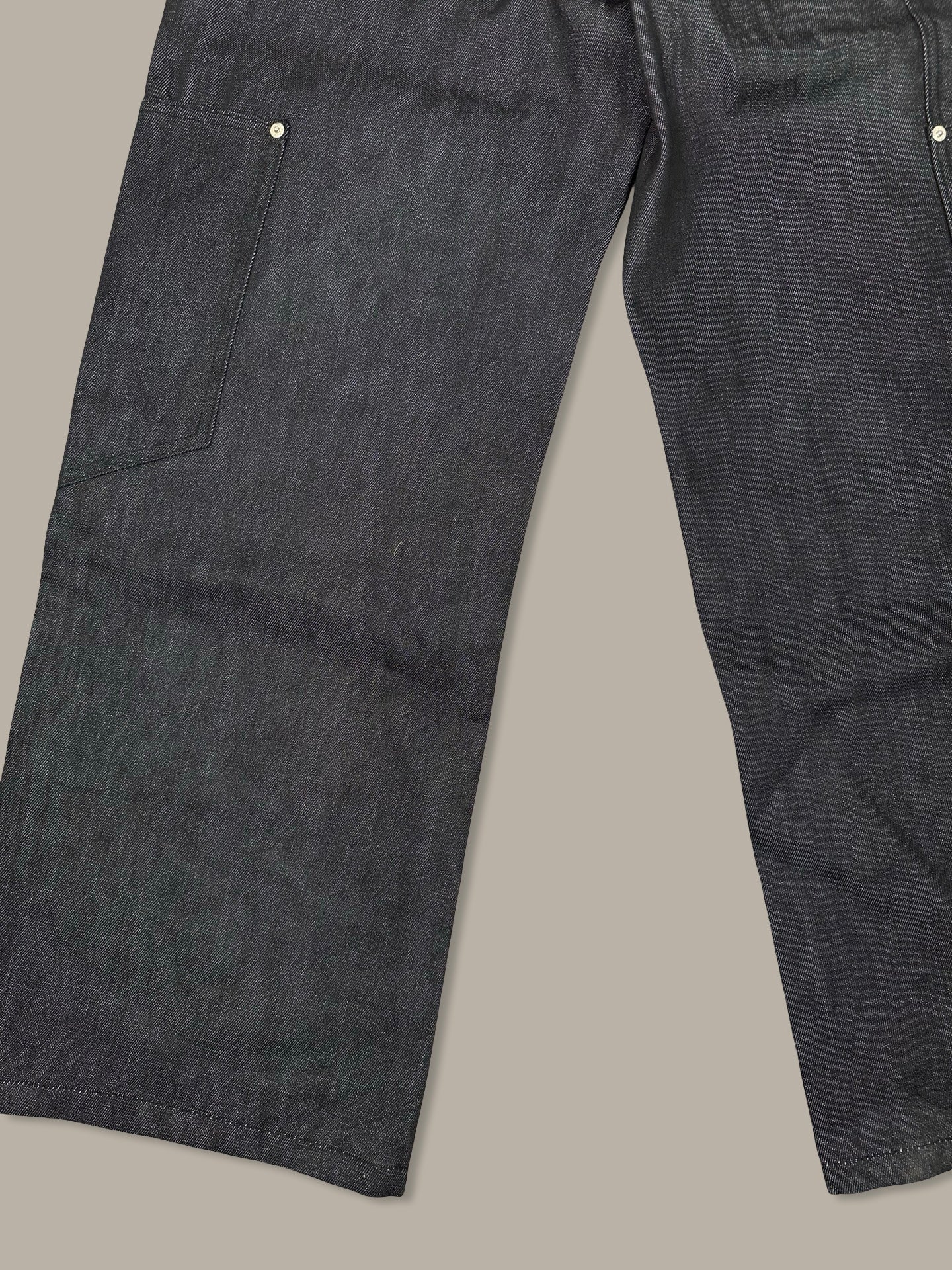 Raw Denim Double Knee Jeans 13oz Nero