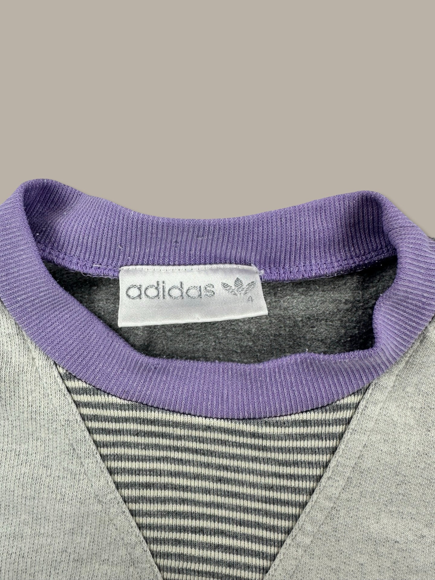 Adidas Vintage Big Logo Crewneck Grey Purple XS
