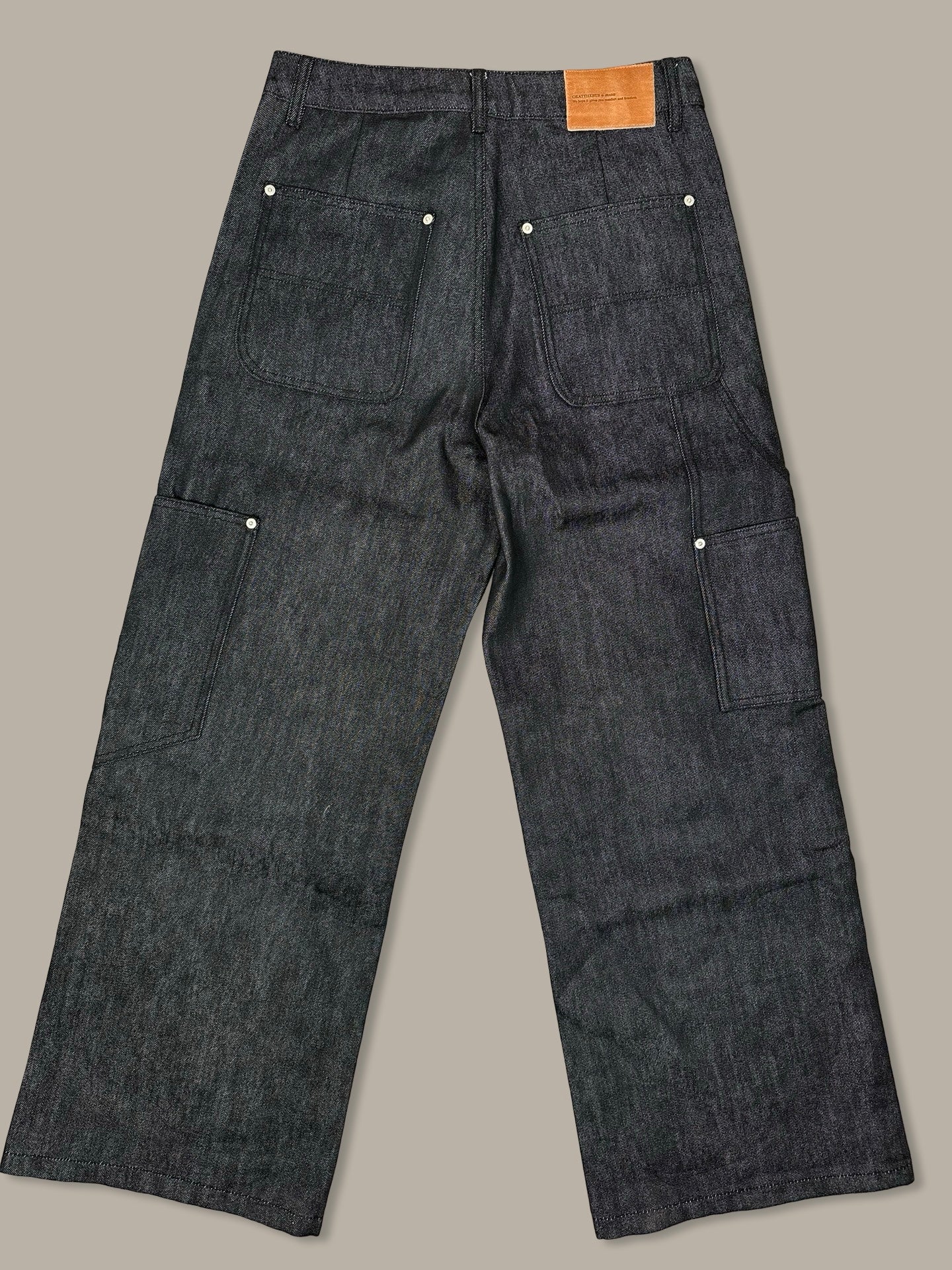 Raw Denim Double Knee Jeans 13oz Nero