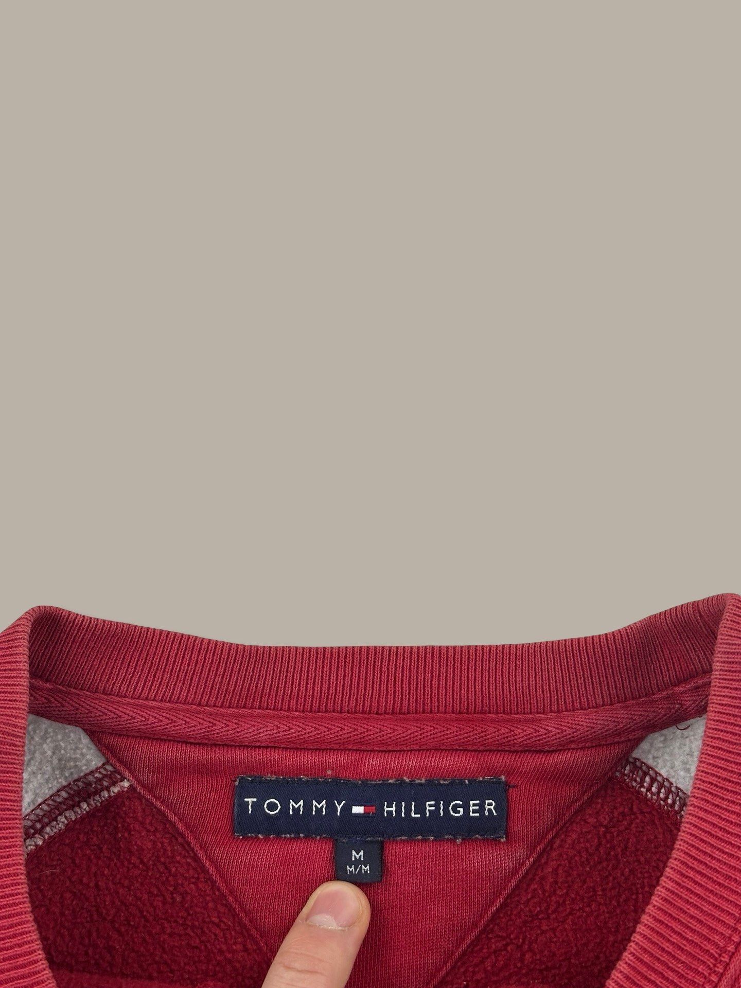 Tommy Hilfiger Vintage Big Logo Crewneck Grigio Rosso M