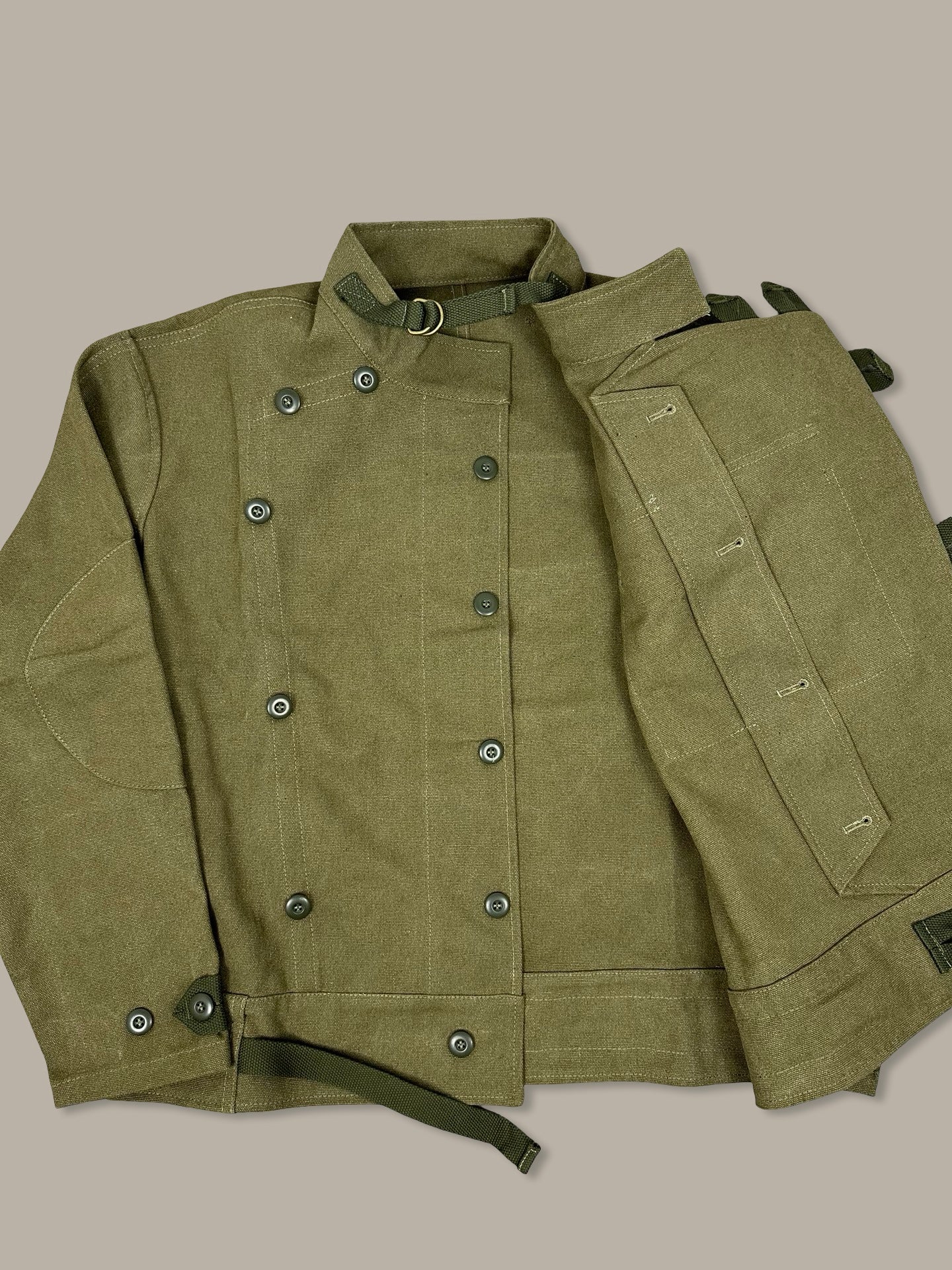 Vintage Jacket Swedish Motorcycle Army Verde Kakhi L
