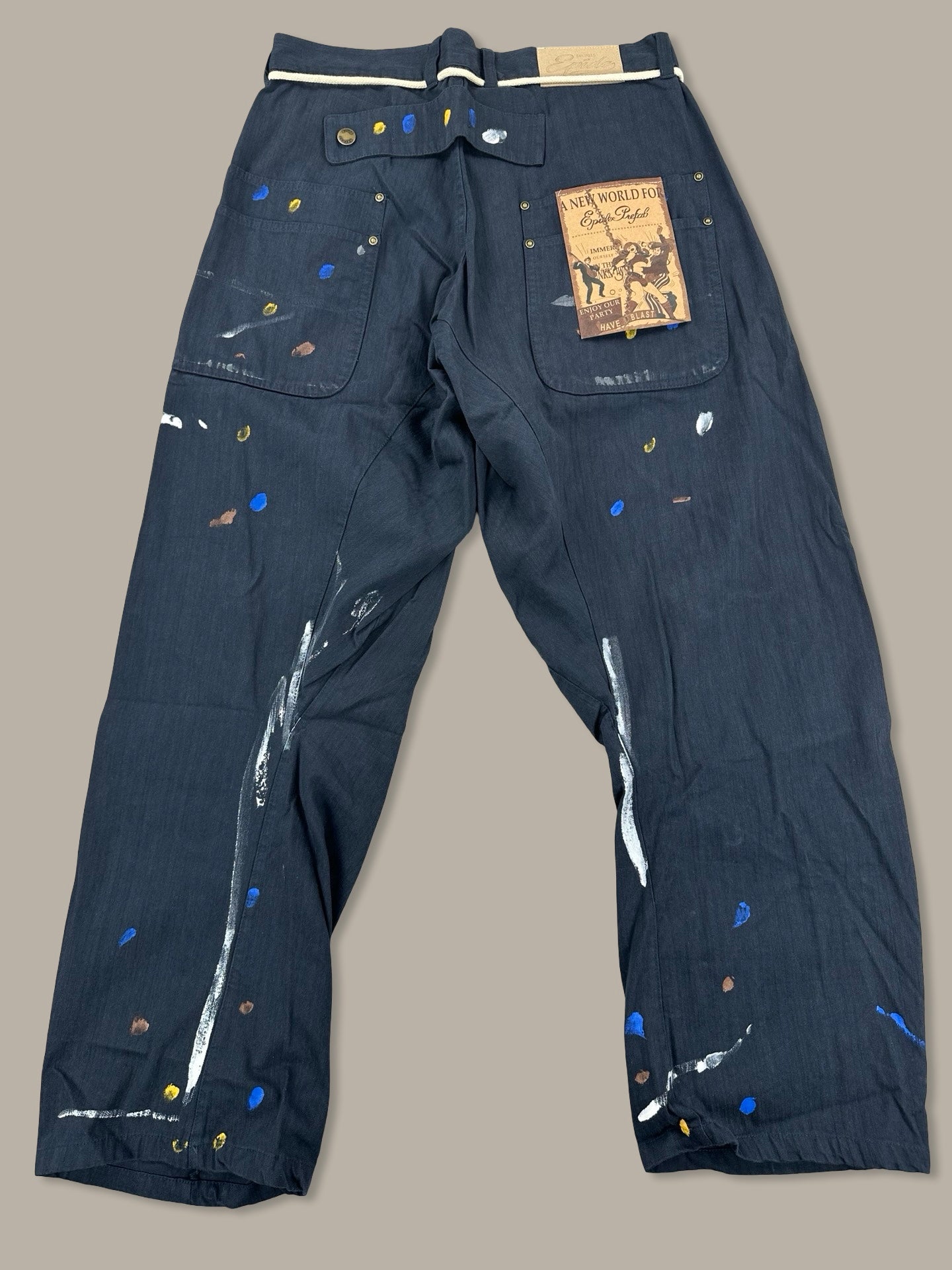 Epide Prefab Pantaloni Paint Splatter Blue S