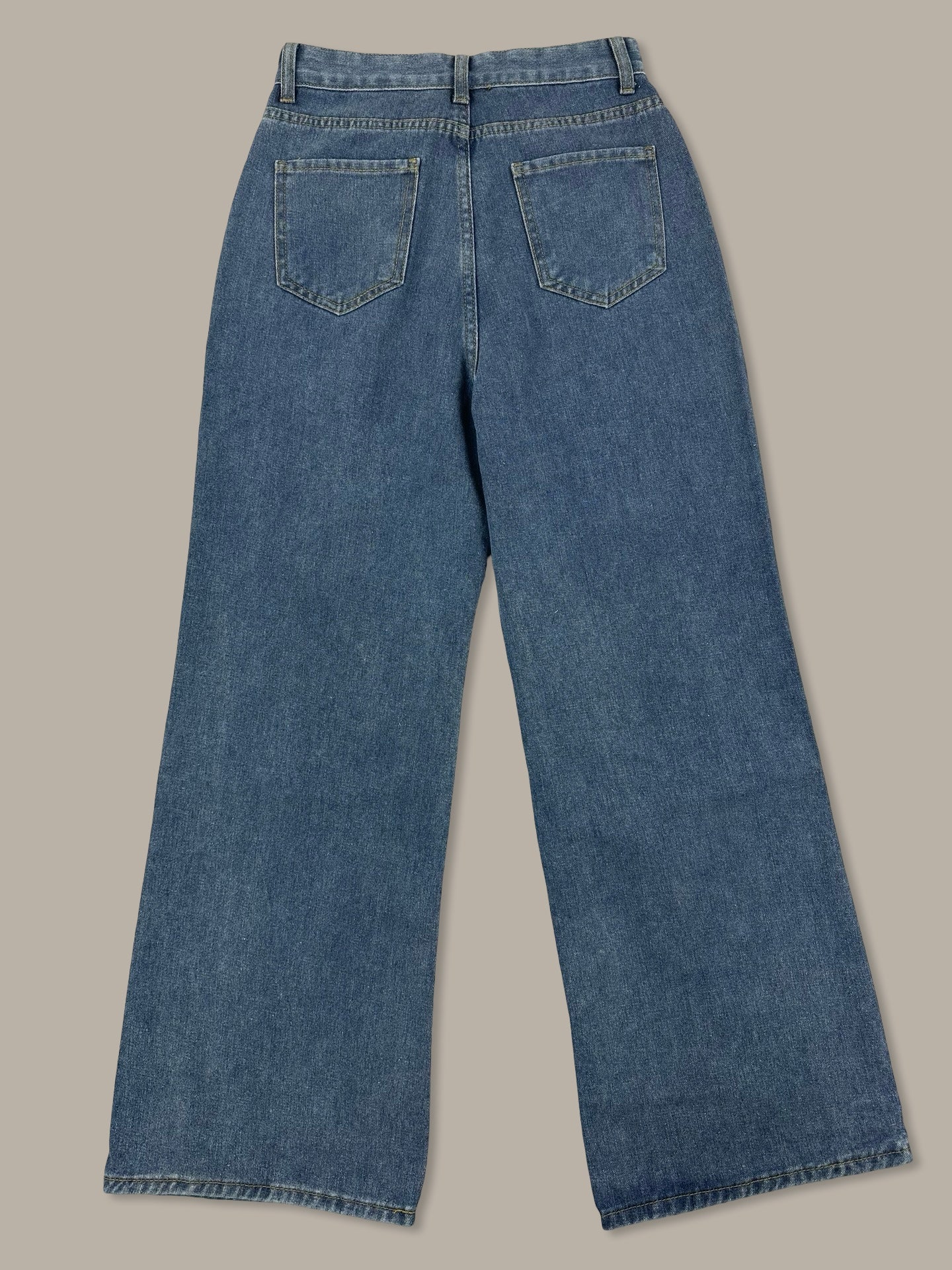Jeans Wide Leg Denim con Inserti Semi-Trasparenti Blue M