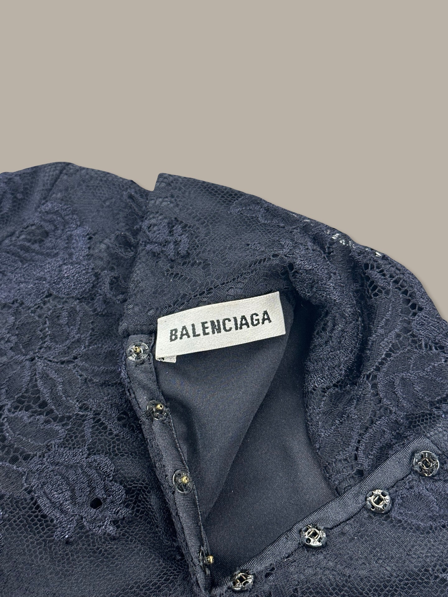 Balenciaga Top in Pizzo Couture Collo Alto SS 22 Nero M