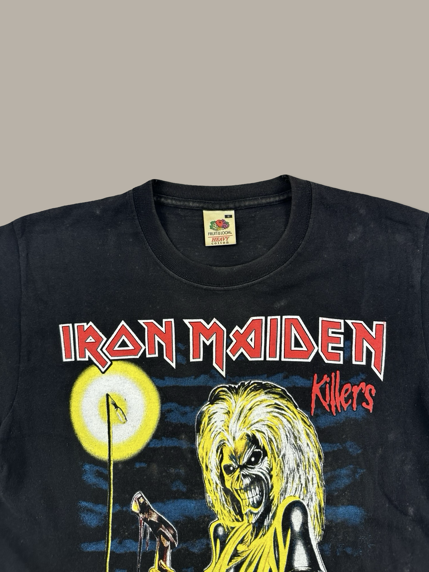 Iron Maiden Vintage Faded Skull Graphic Tee Black S