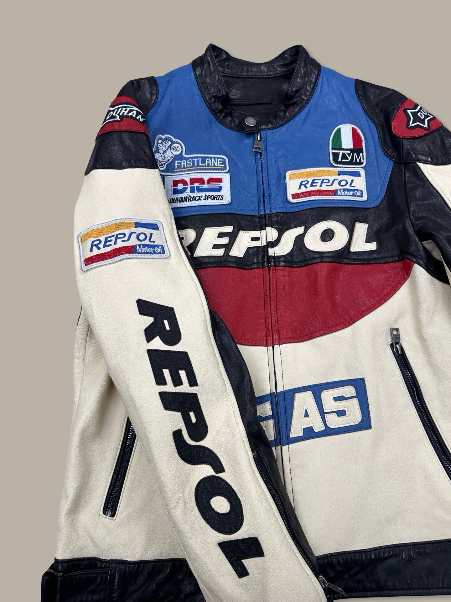 Repsol Racing Leather Jacket Sponsor Bianco M