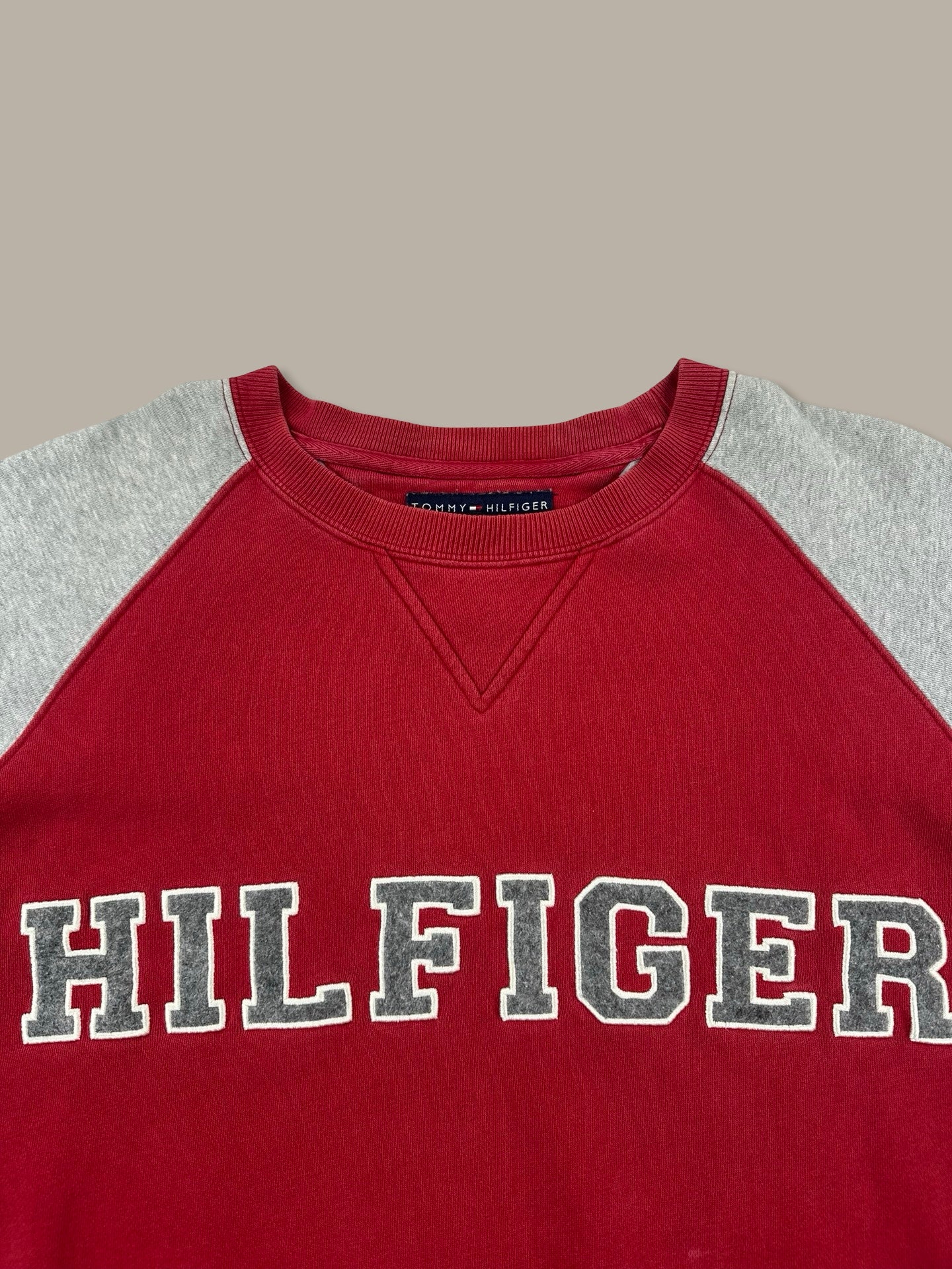 Tommy Hilfiger Vintage Big Logo Crewneck Grigio Rosso M
