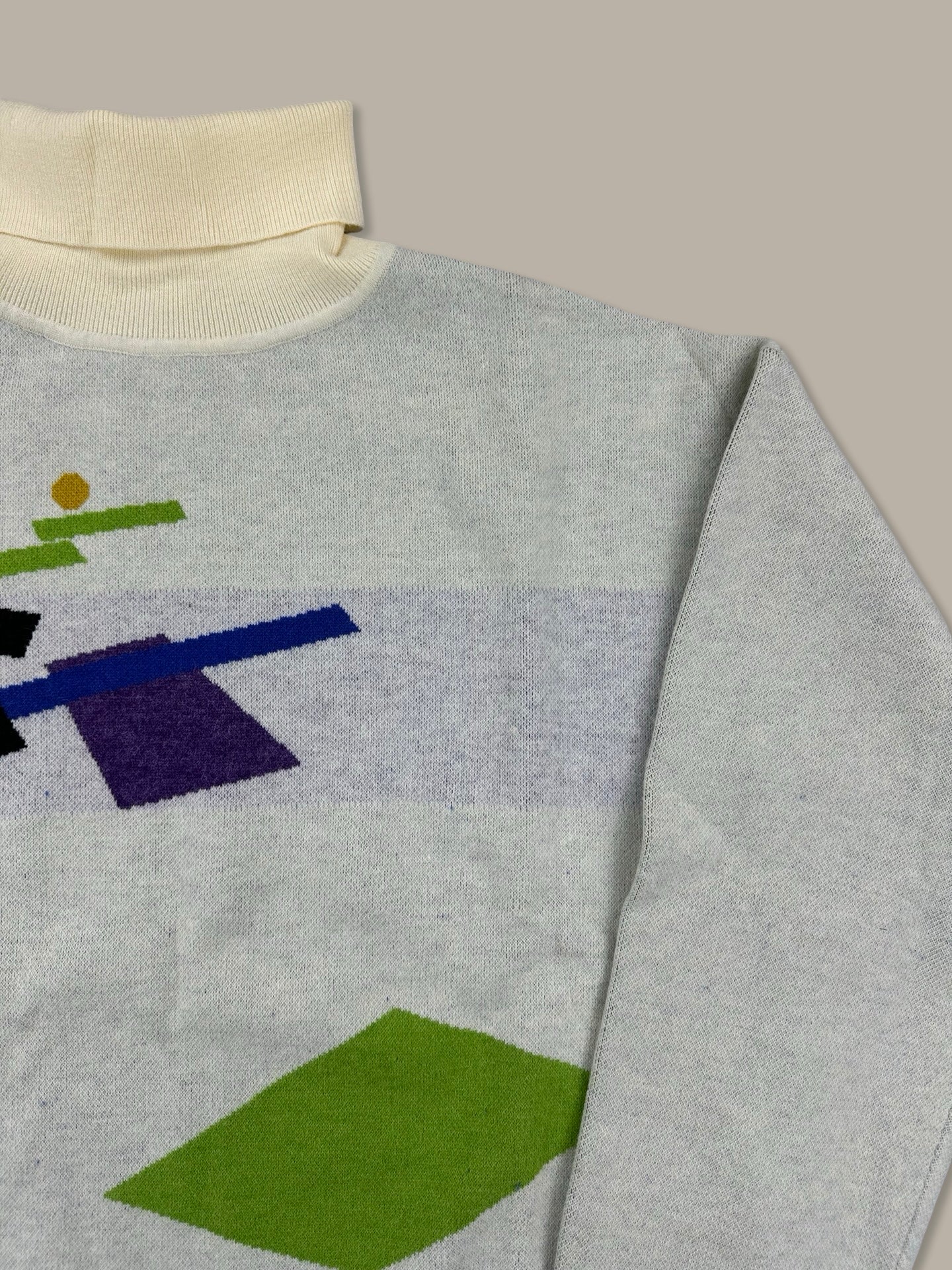 Gosha Rubchinsky Geometric Graphic Roll Neck Jumper Beige L