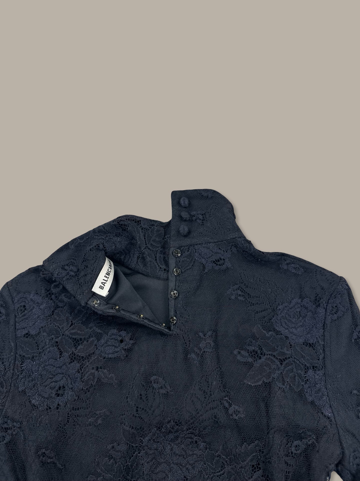 Balenciaga Top in Pizzo Couture Collo Alto SS 22 Nero M