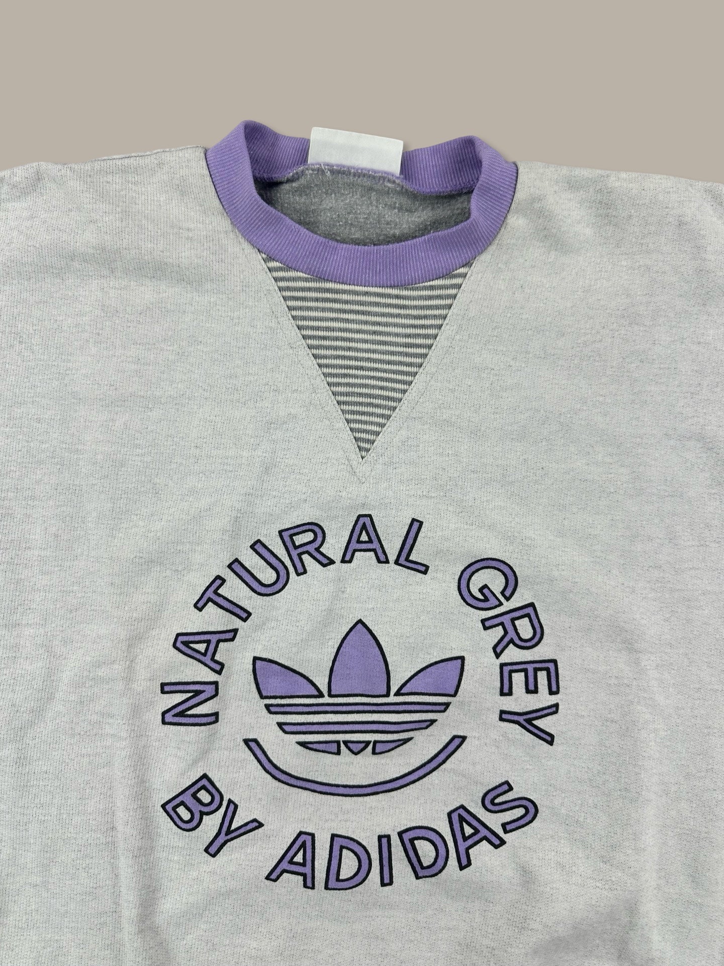 Adidas Vintage Big Logo Crewneck Grey Purple XS