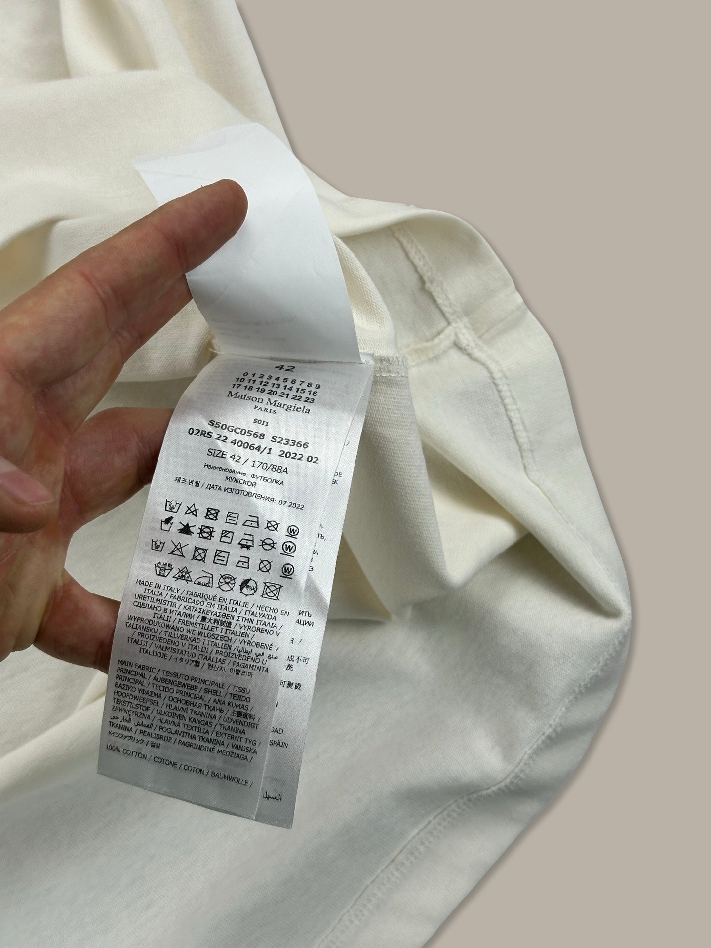 Maison Margiela Tape Print Tee Bianco 42 M