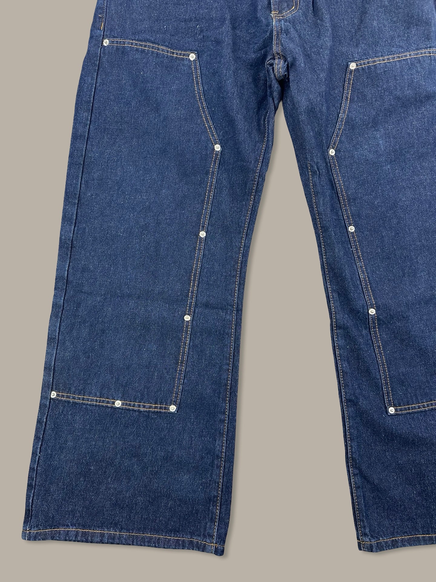 Carpenter Double Waist Denim Pants Blue L