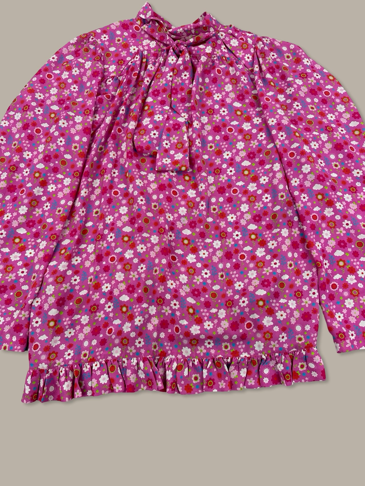 Balenciaga Top Floral Print con Fiocco FW 21 Rosa XS
