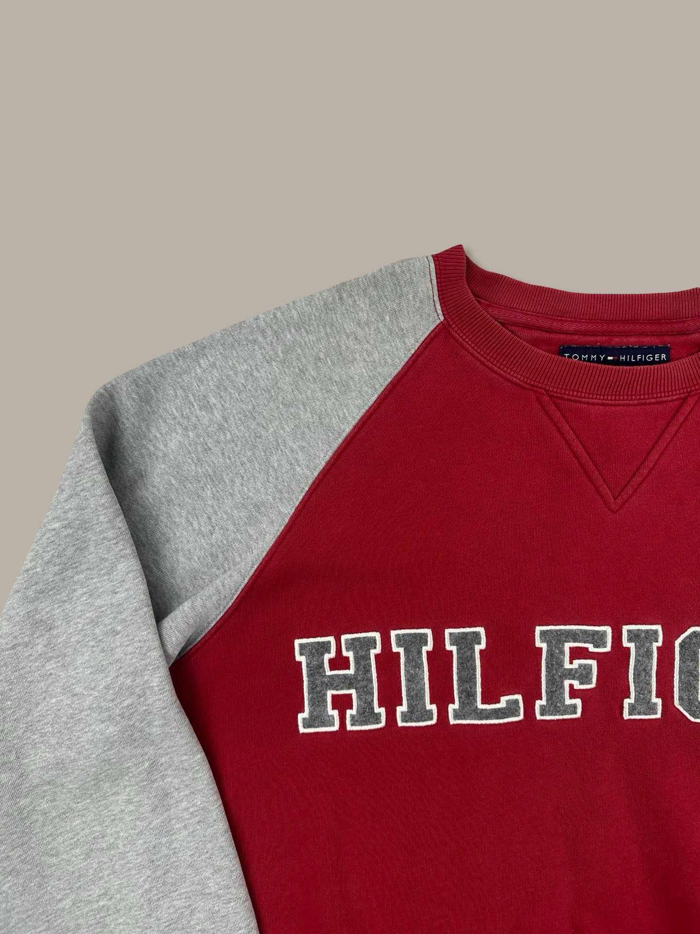 Tommy Hilfiger Vintage Big Logo Crewneck Grigio Rosso M