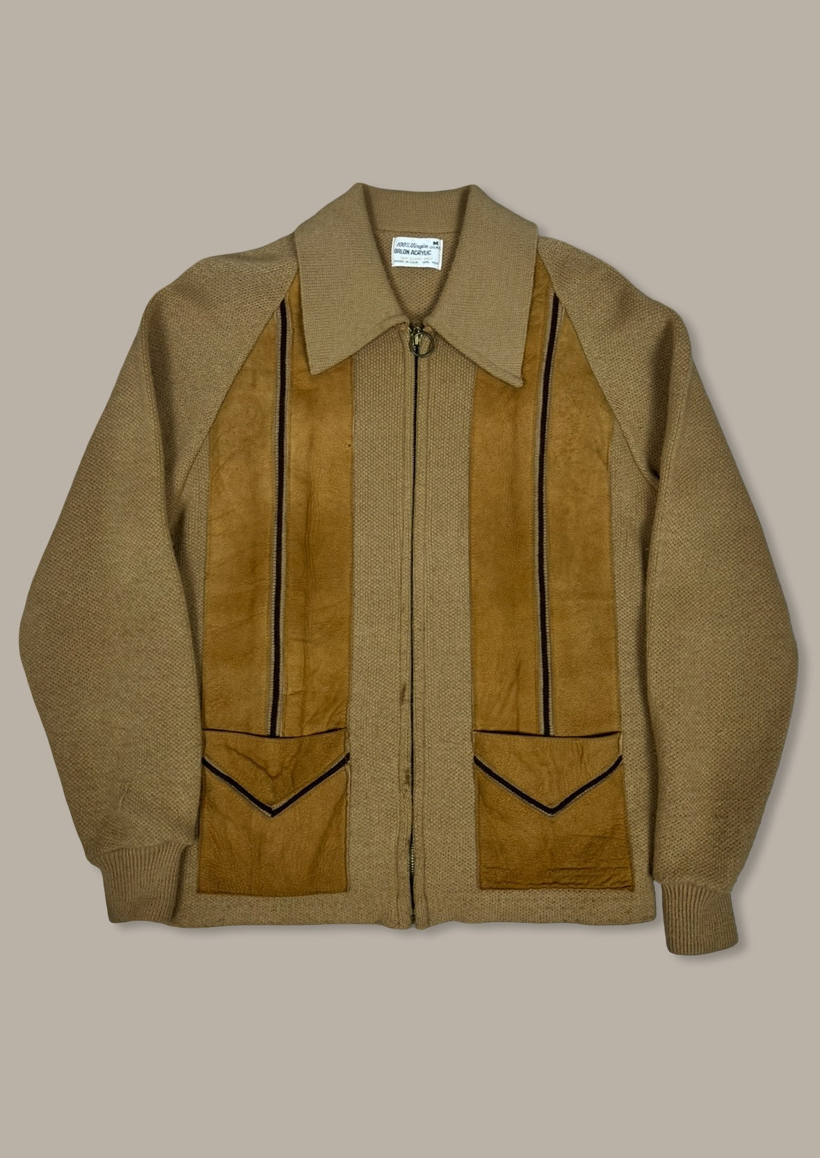 Acrylic Zip Western Jacket Vintage 50’ Marrone M