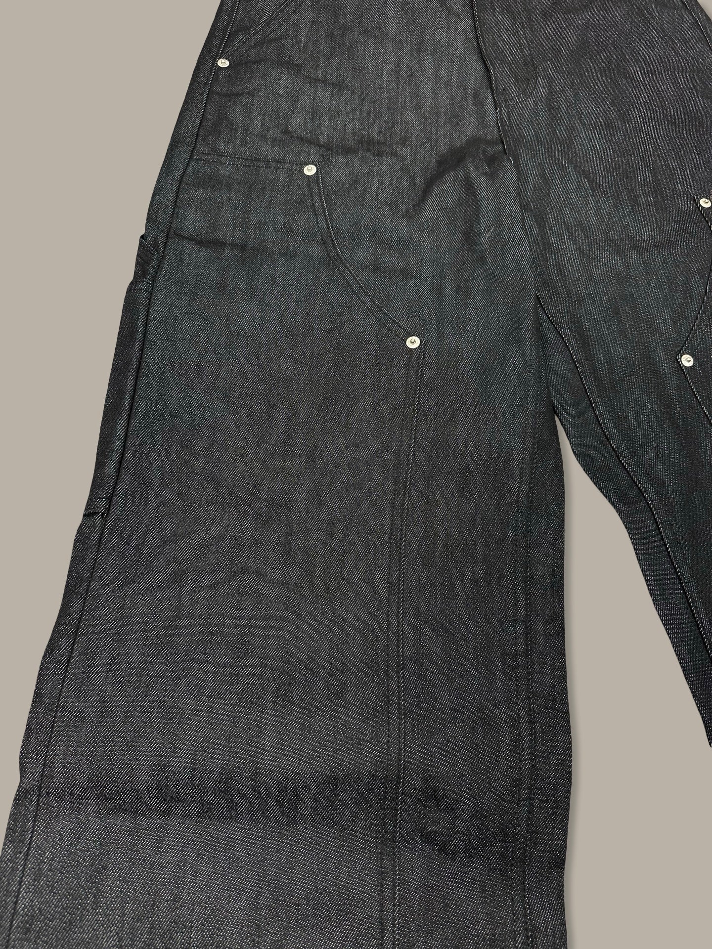 Raw Denim Double Knee Jeans 13oz Nero