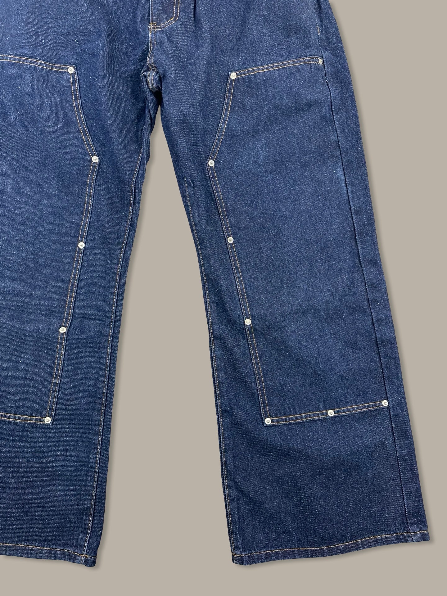 Carpenter Double Waist Denim Pants Blue L