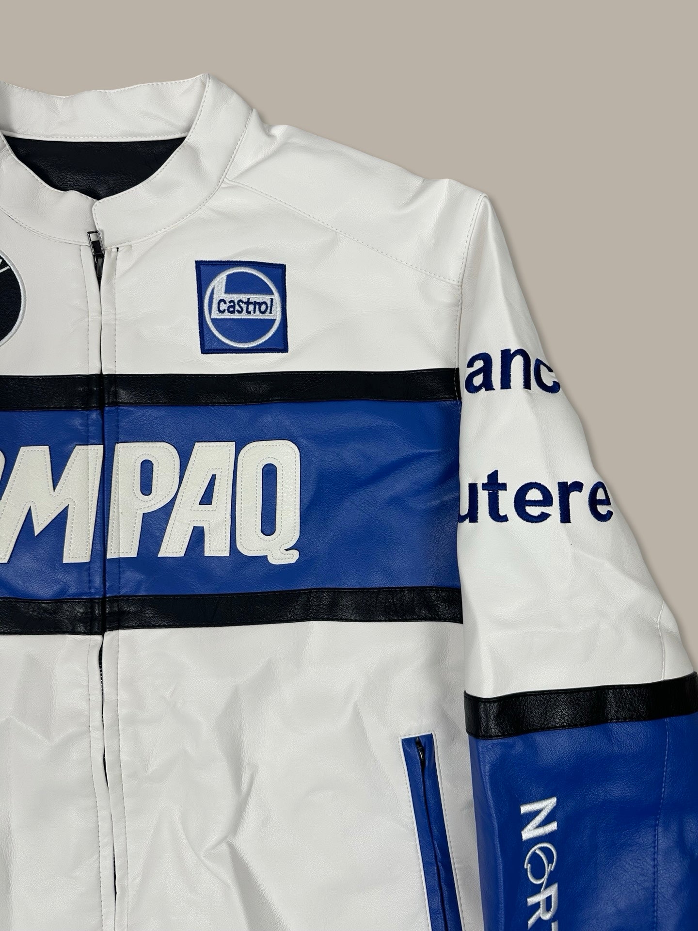 BMW Leather Patch Racing Jacket Bianco M