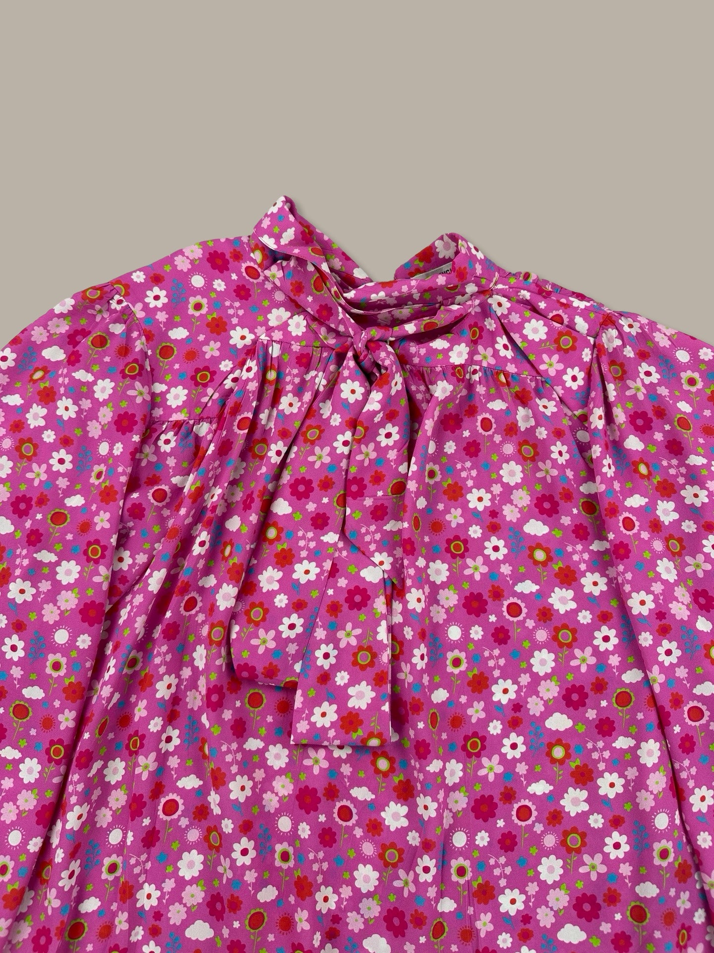 Balenciaga Top Floral Print con Fiocco FW 21 Rosa XS