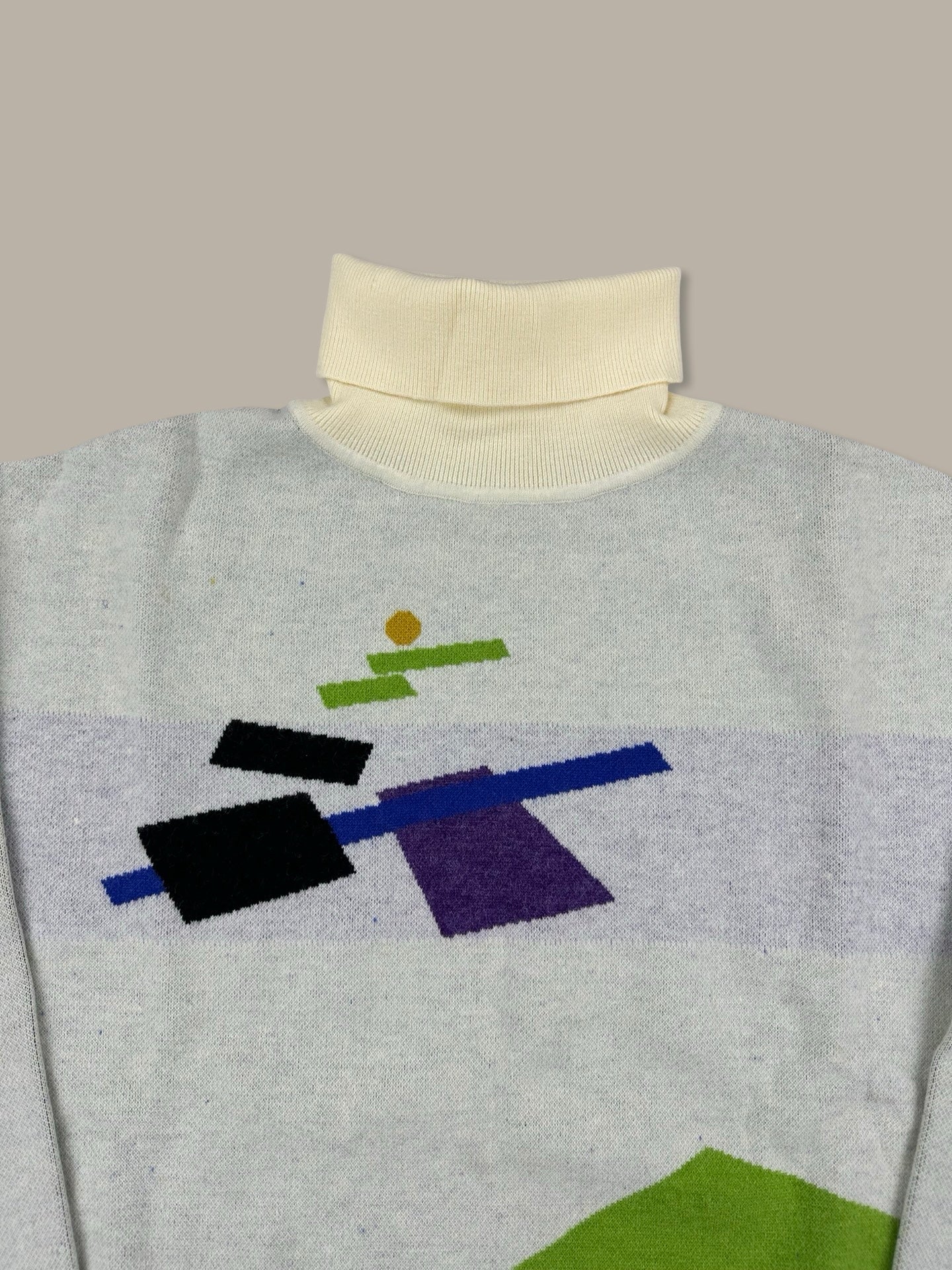 Gosha Rubchinsky Geometric Graphic Roll Neck Jumper Beige L