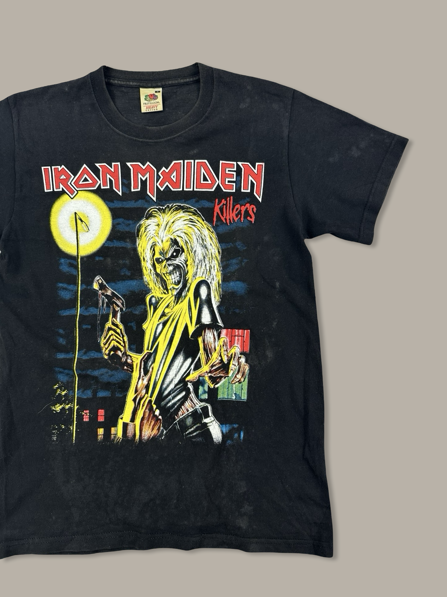Iron Maiden Vintage Faded Skull Graphic Tee Black S