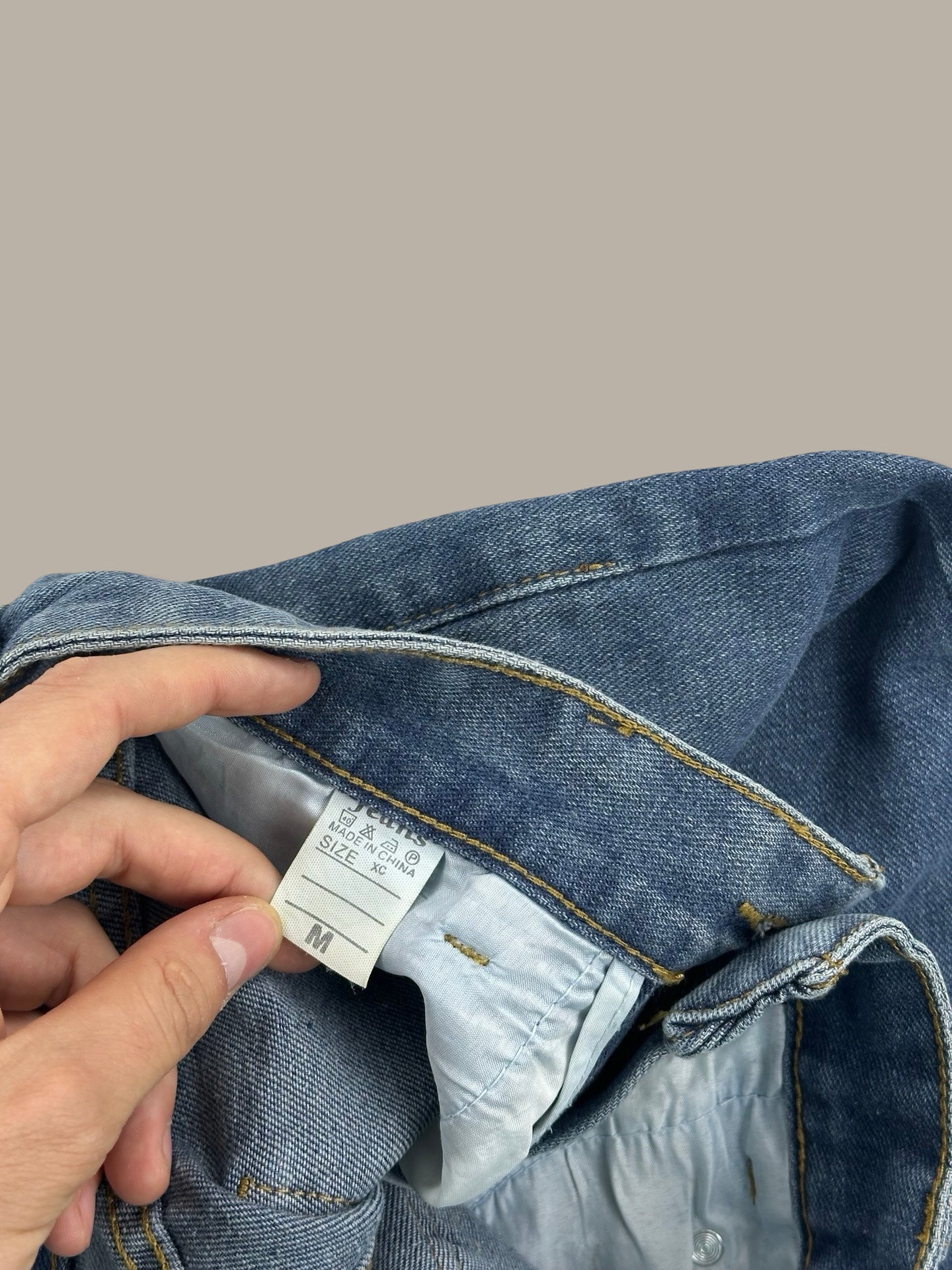 Jeans Wide Leg Denim con Inserti Semi-Trasparenti Blue M