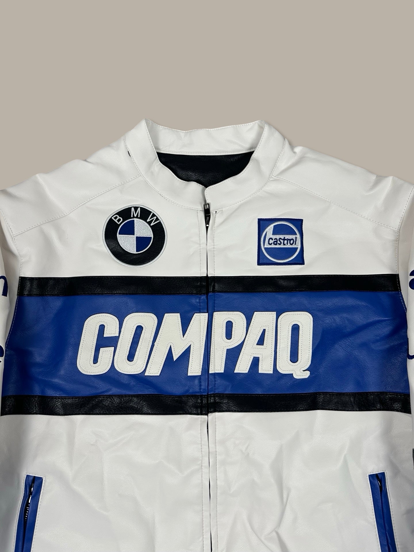 BMW Leather Patch Racing Jacket Bianco M
