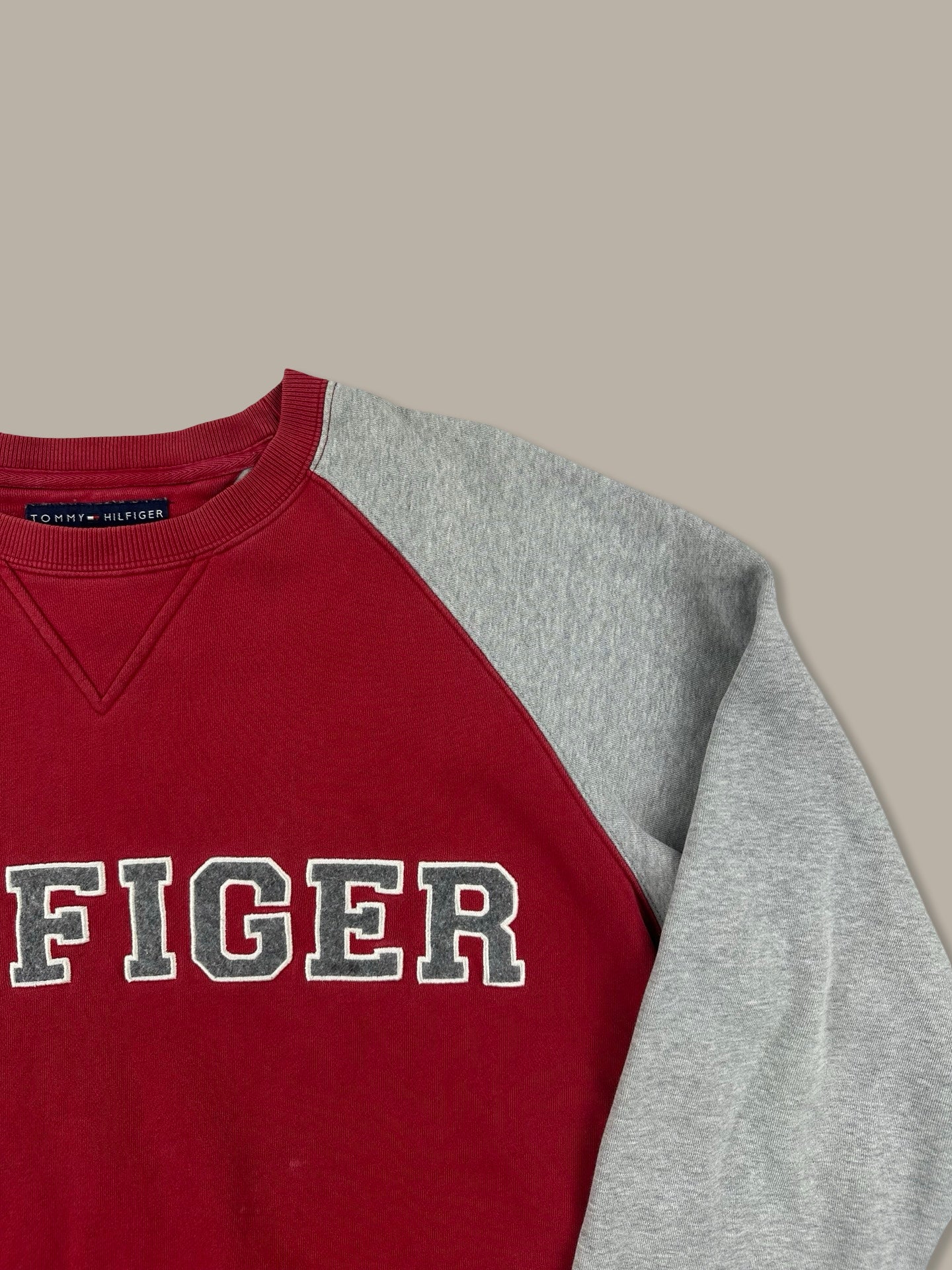 Tommy Hilfiger Vintage Big Logo Crewneck Grigio Rosso M
