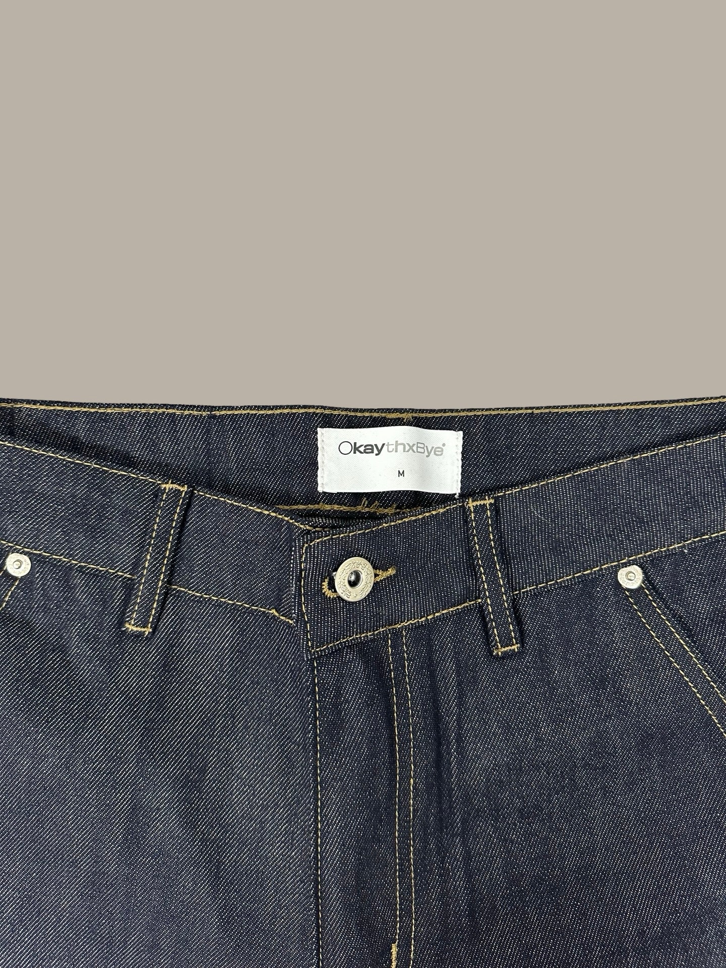 Raw Denim Double Knee Jeans 13oz Blue Navy