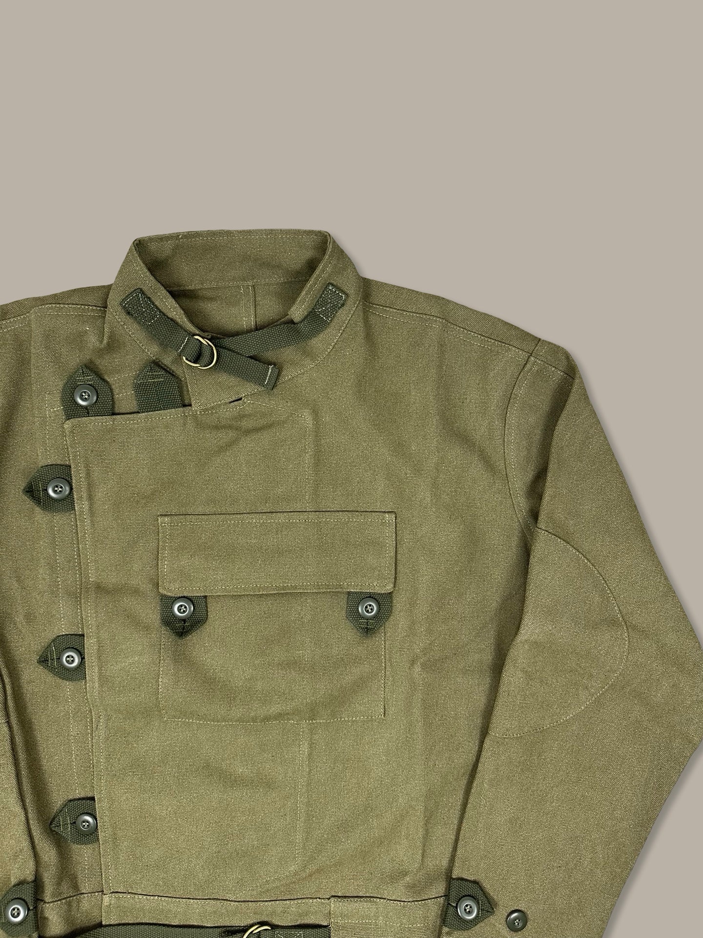 Vintage Jacket Swedish Motorcycle Army Verde Kakhi L