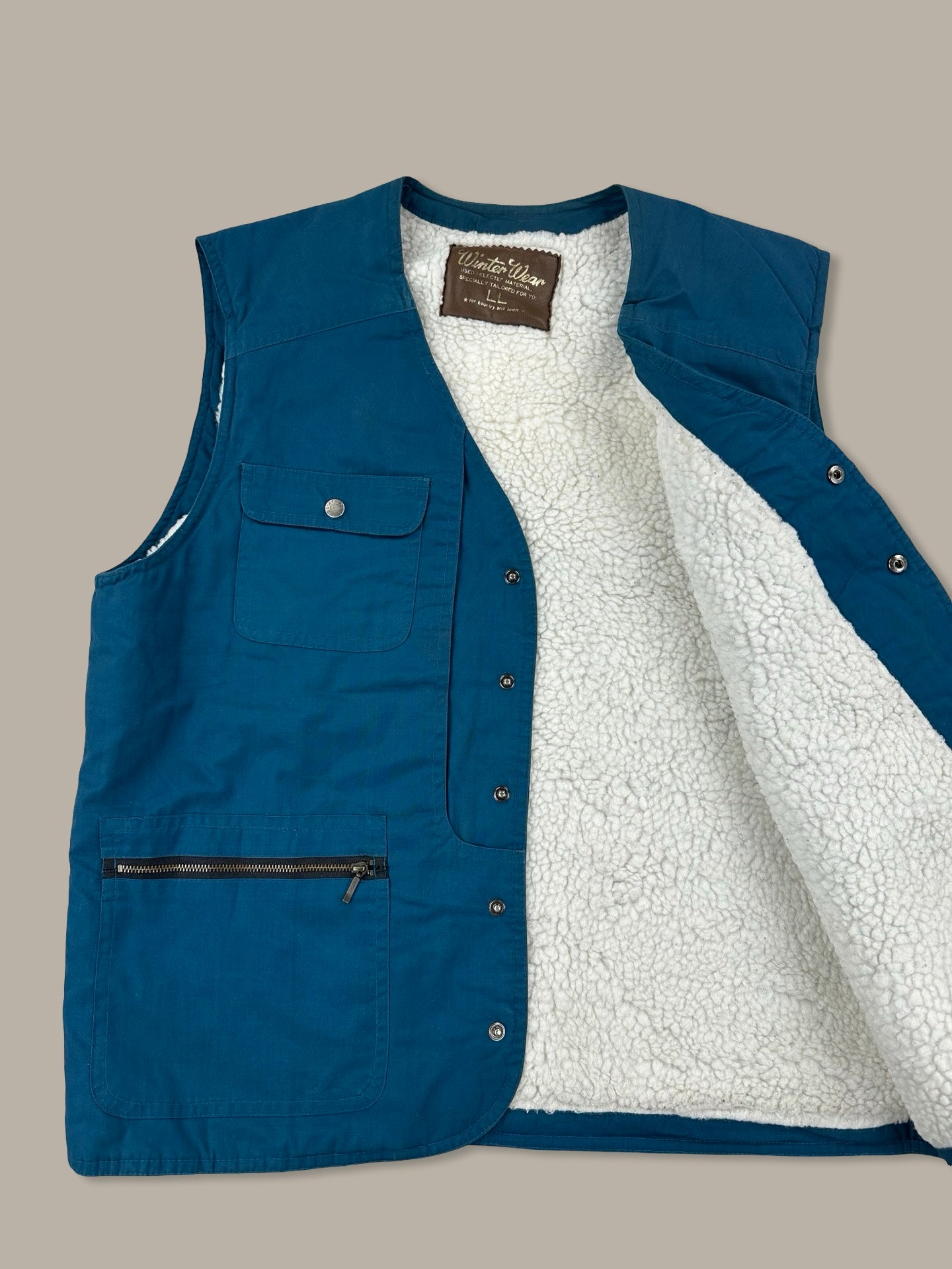 Winter Wear Gilet Utility Imbottito Teal con Sherpa Blue M