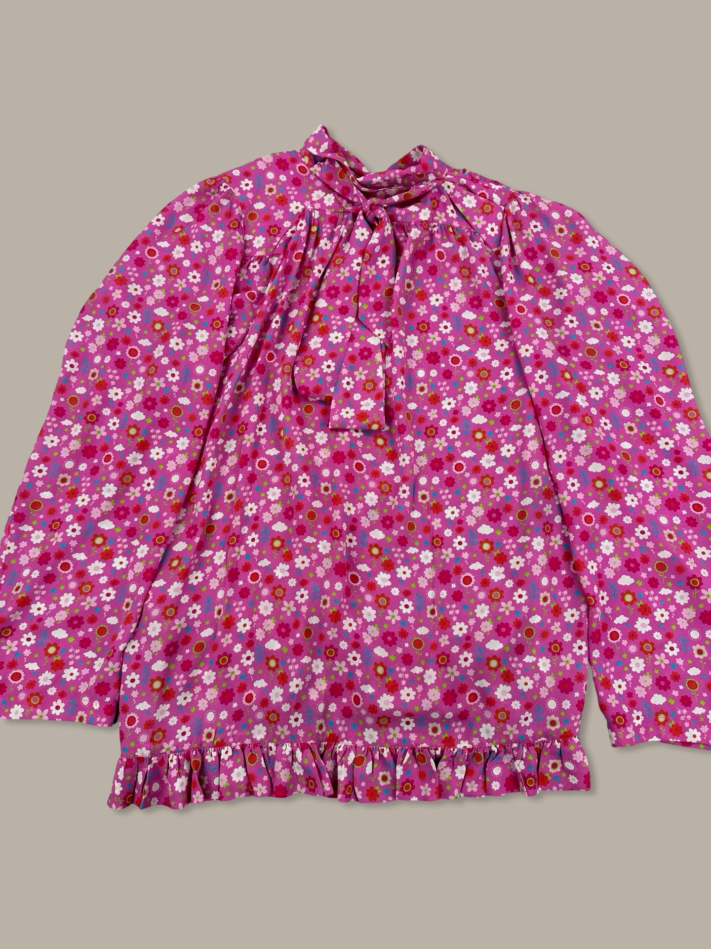 Balenciaga Top Floral Print con Fiocco FW 21 Rosa XS