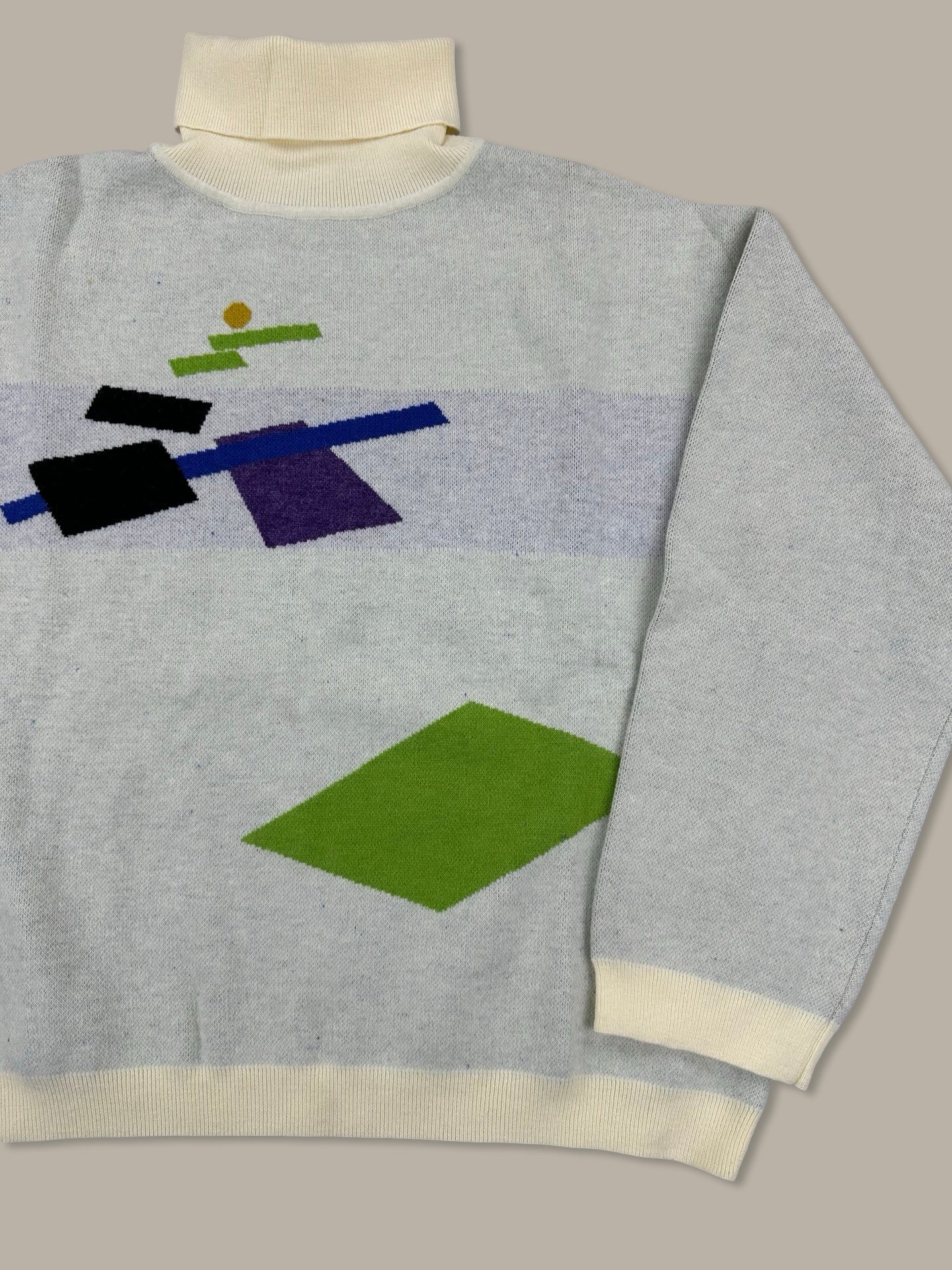 Gosha Rubchinsky Geometric Graphic Roll Neck Jumper Beige L