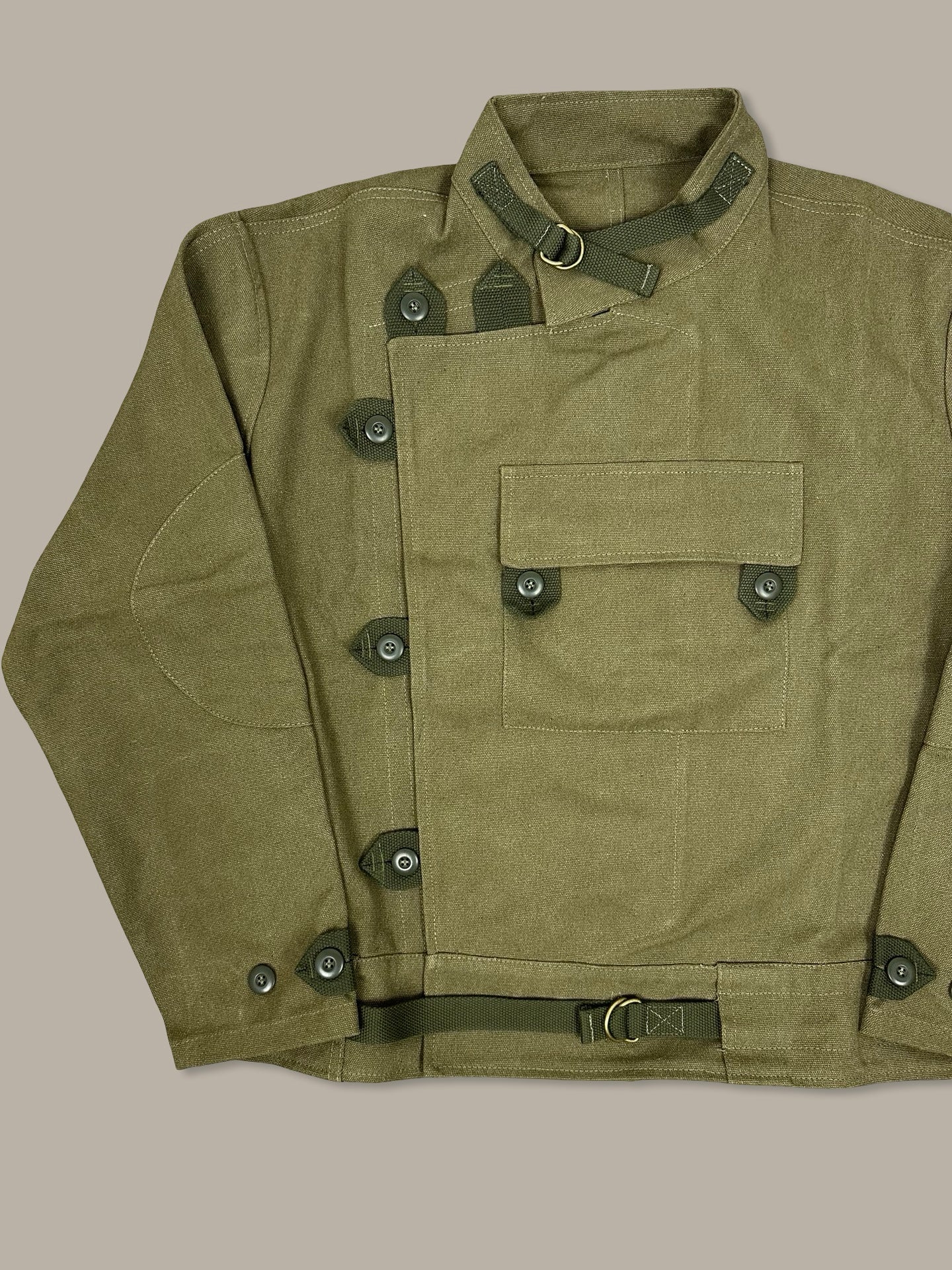 Vintage Jacket Swedish Motorcycle Army Verde Kakhi L