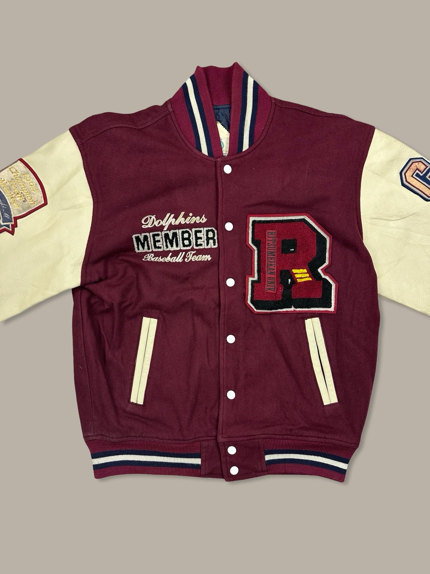 Dolphins Basket Japan Varsity Jacket Vintage Bordeaux L