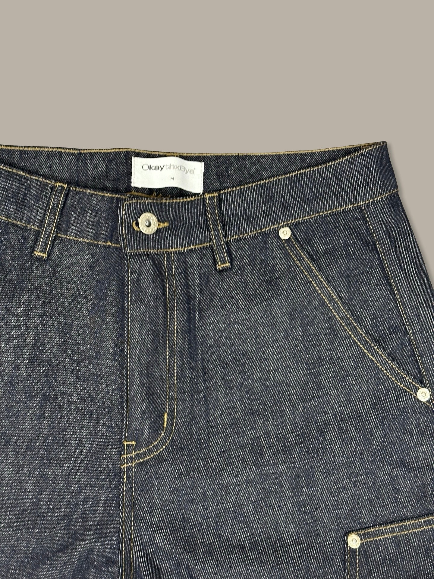 Raw Denim Double Knee Jeans 13oz Blue Navy