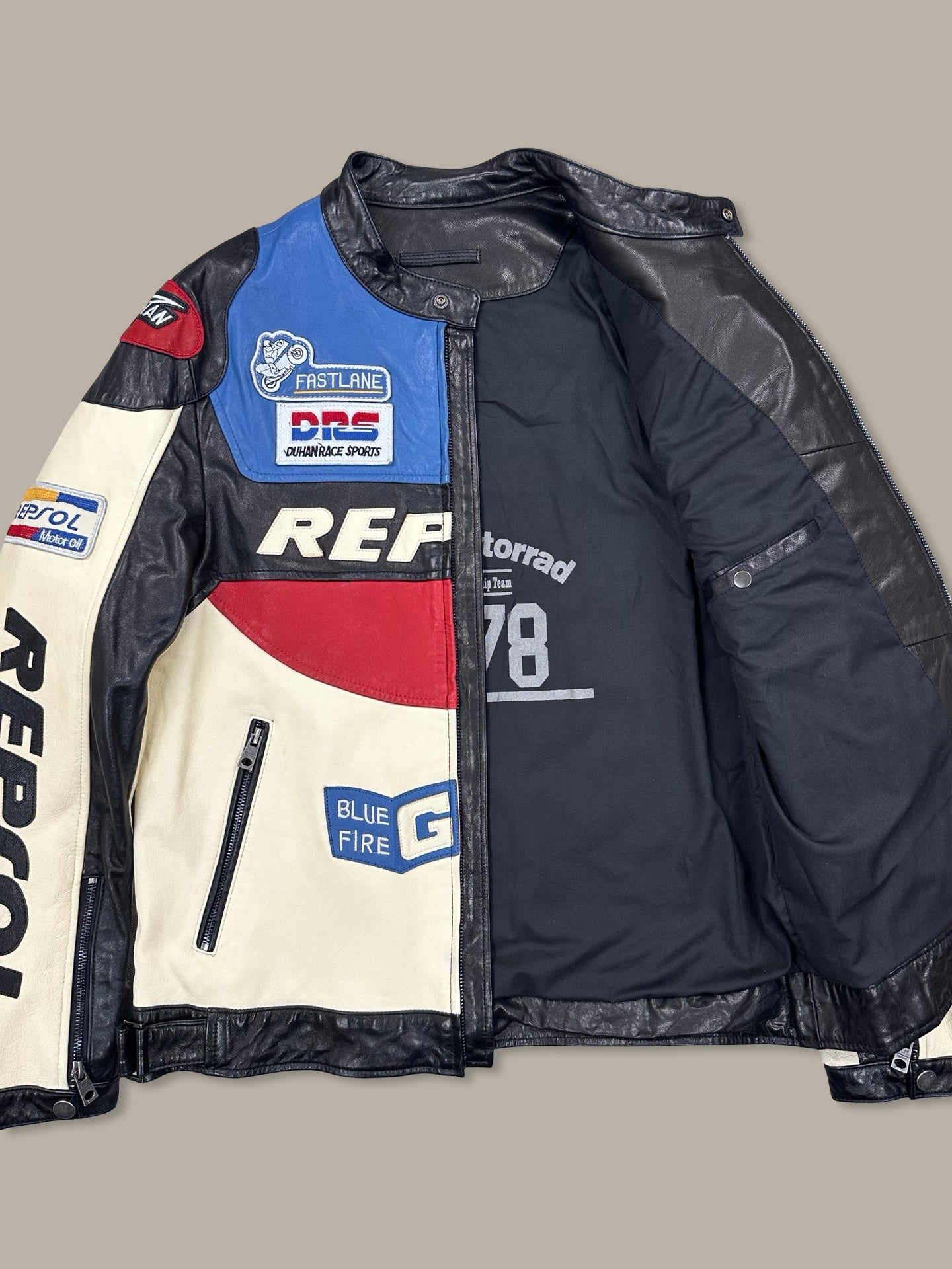Repsol Racing Leather Jacket Sponsor Bianco M