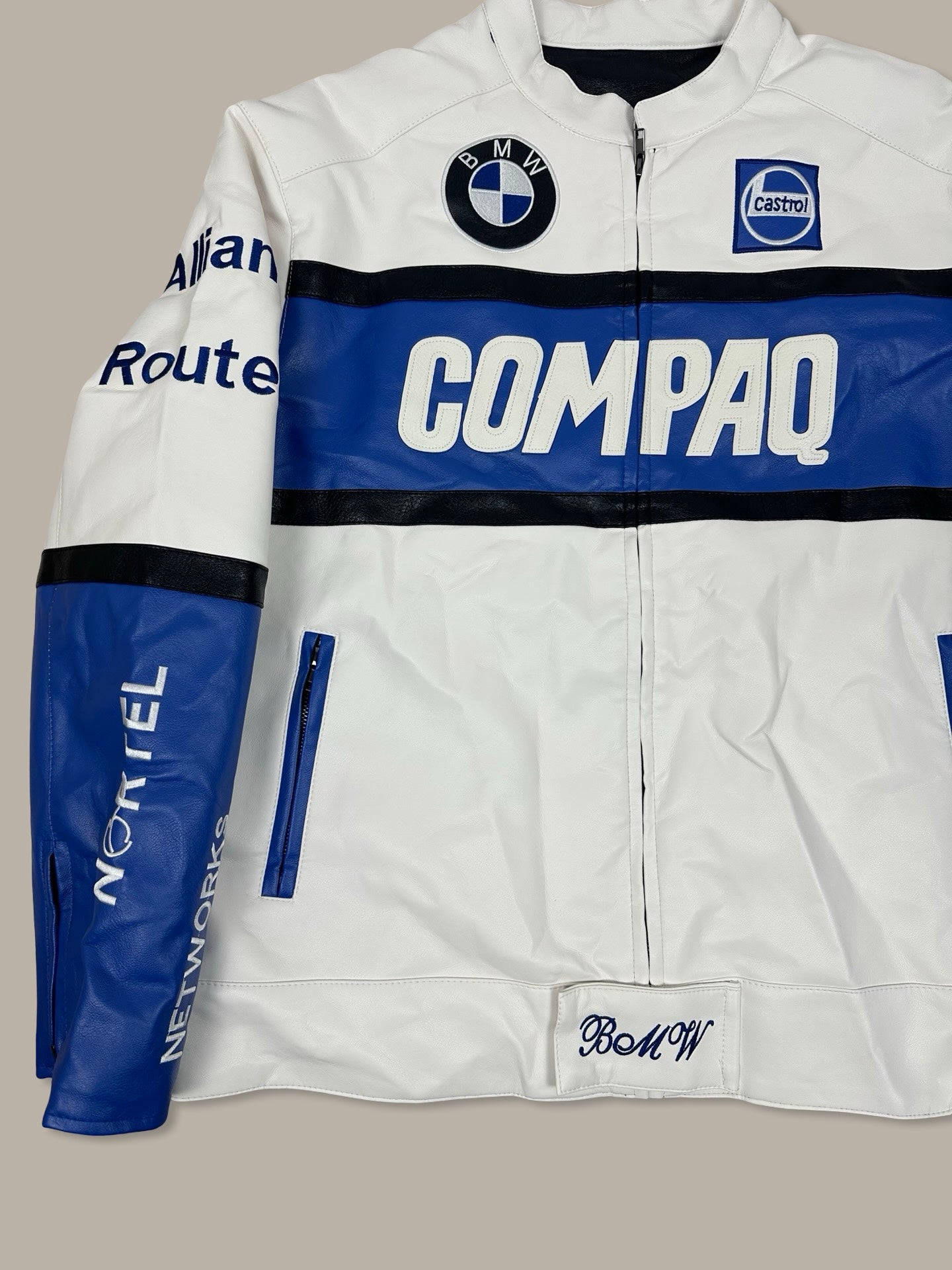 BMW Leather Patch Racing Jacket Bianco M