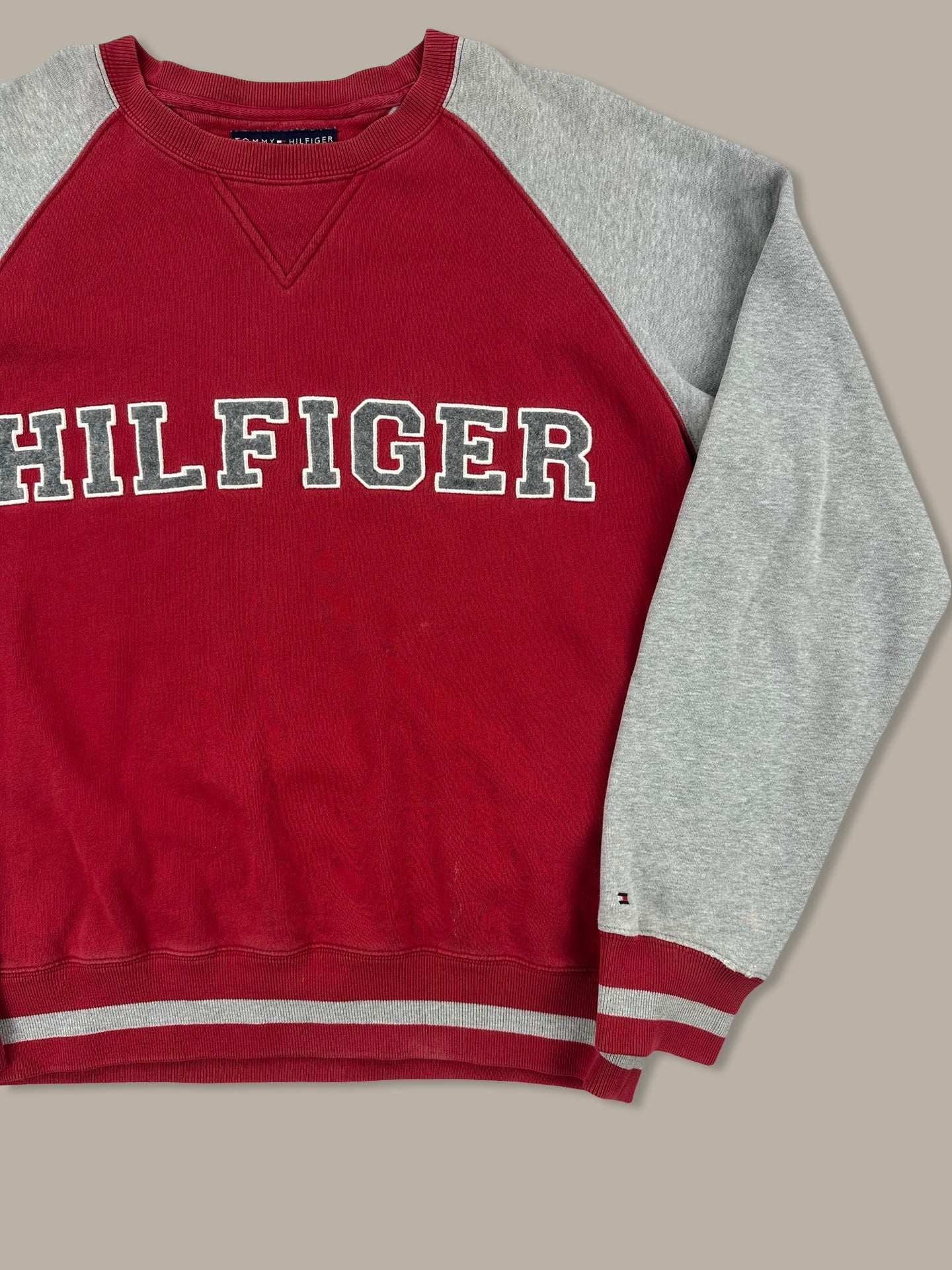 Tommy Hilfiger Vintage Big Logo Crewneck Grigio Rosso M
