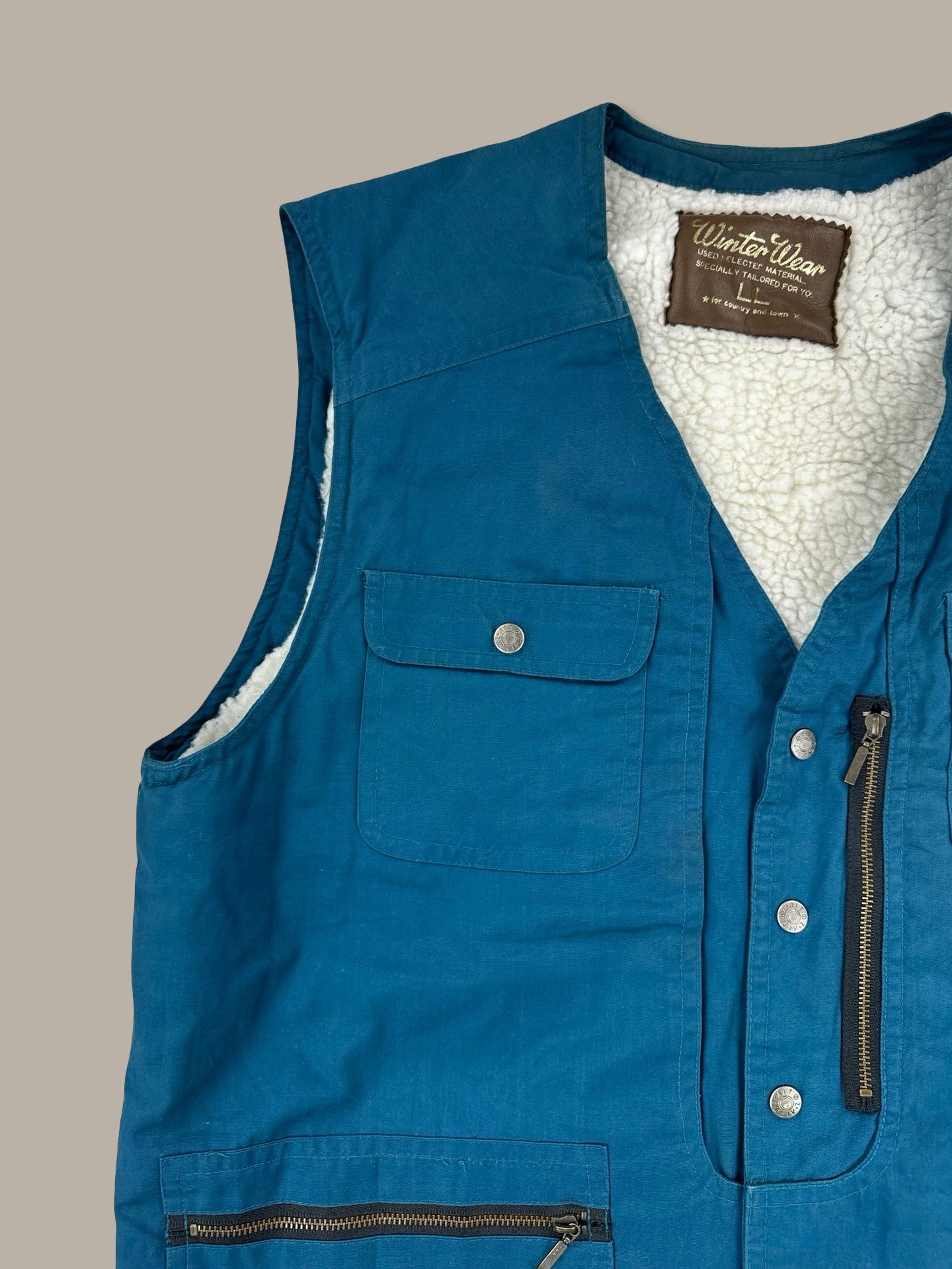 Winter Wear Gilet Utility Imbottito Teal con Sherpa Blue M