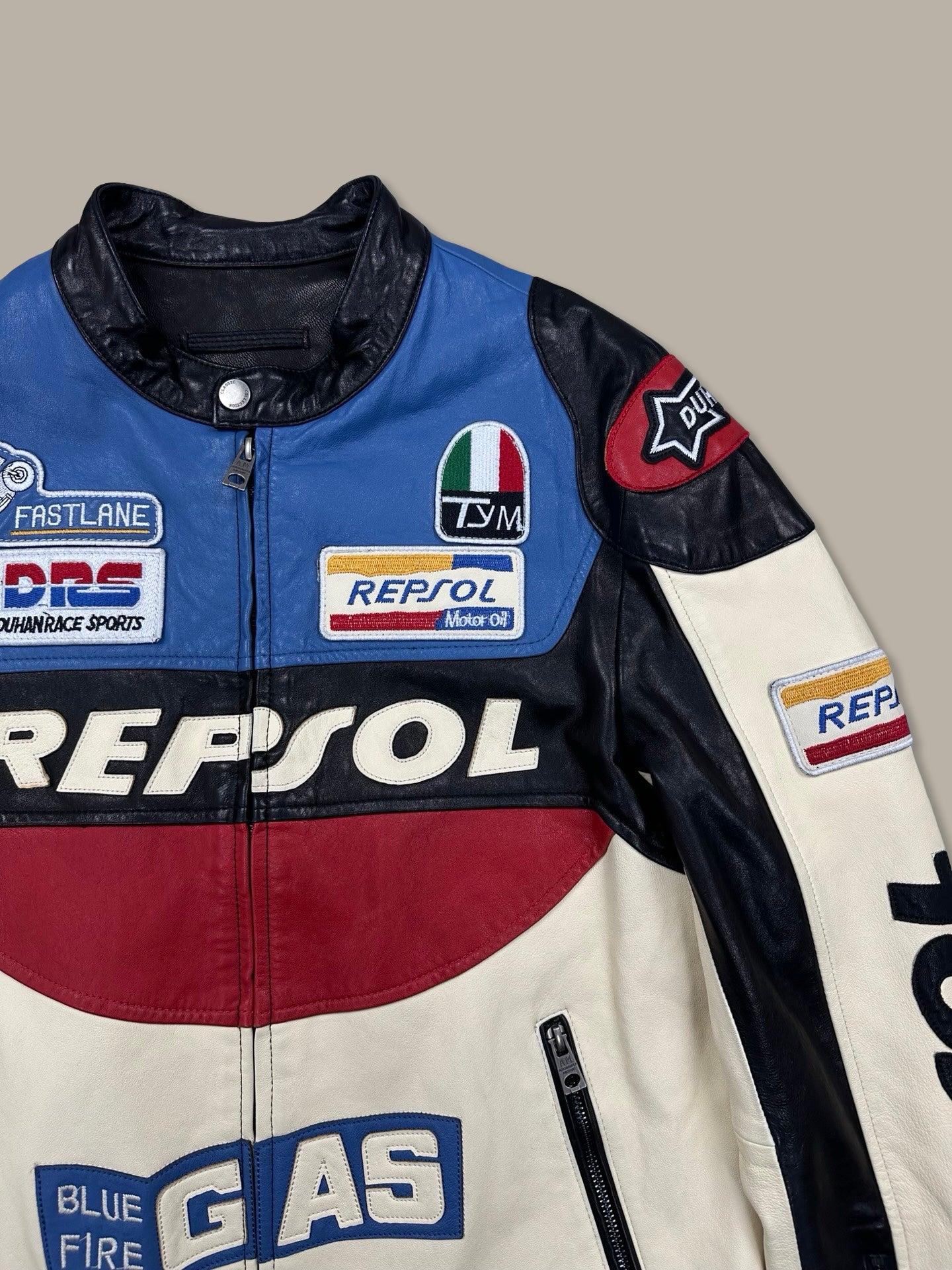 Repsol Racing Leather Jacket Sponsor Bianco M