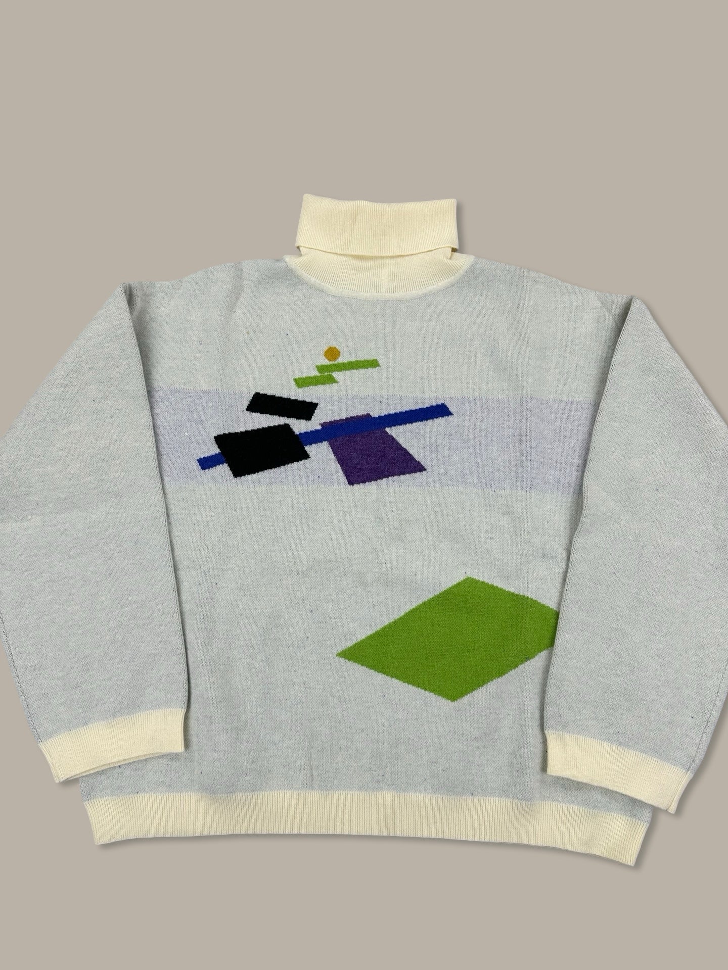 Gosha Rubchinsky Geometric Graphic Roll Neck Jumper Beige L